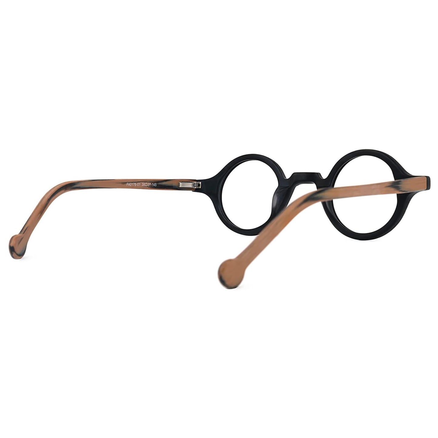 Vintage Small Round Blue Light Blocking Glasses for Men Women Wood Grain Acetate Eyewear
