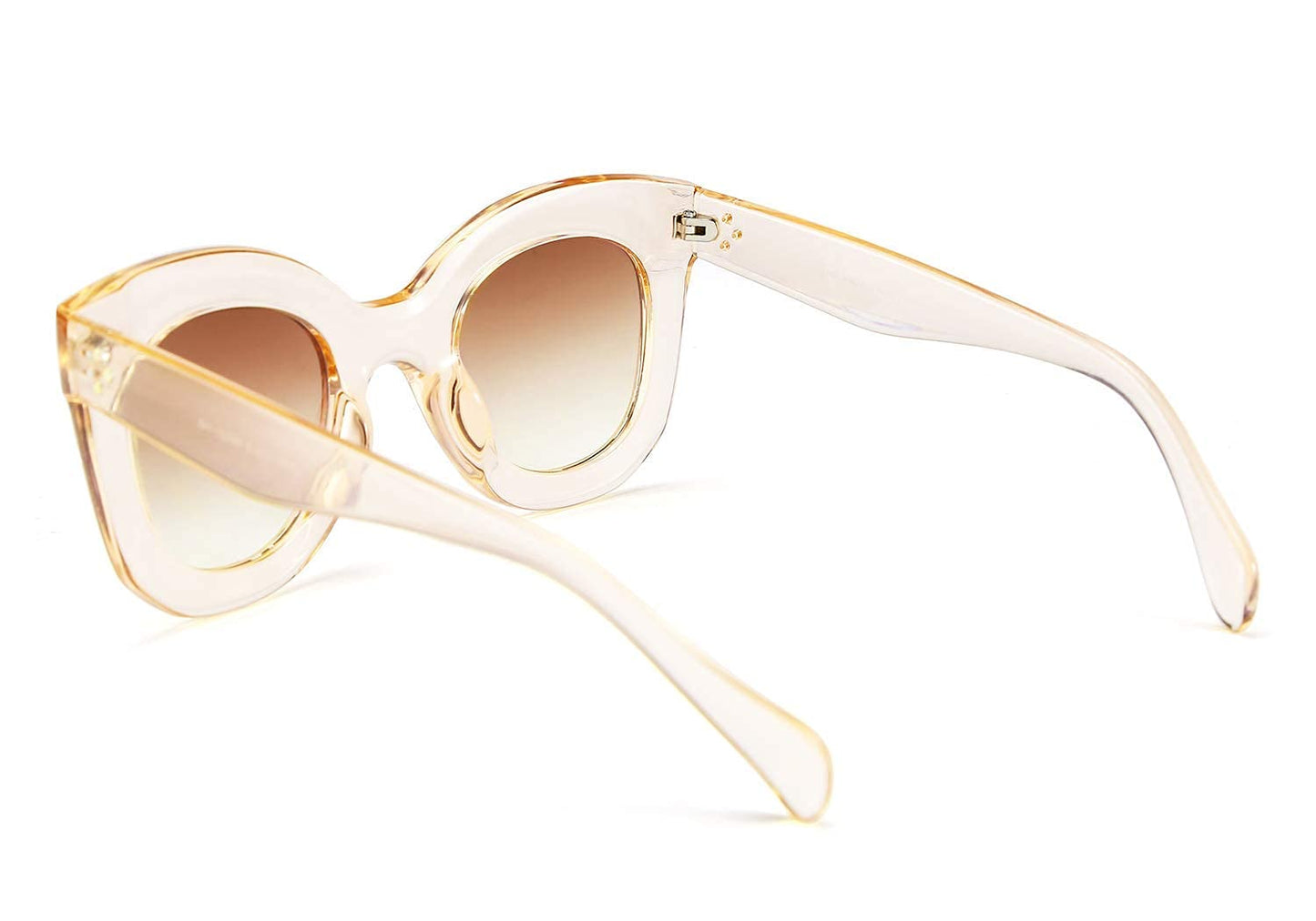 Retro Oversized Square Horn Sunglasses Semi Cat Eye Butterfly Glass Big Thick Bold Frame