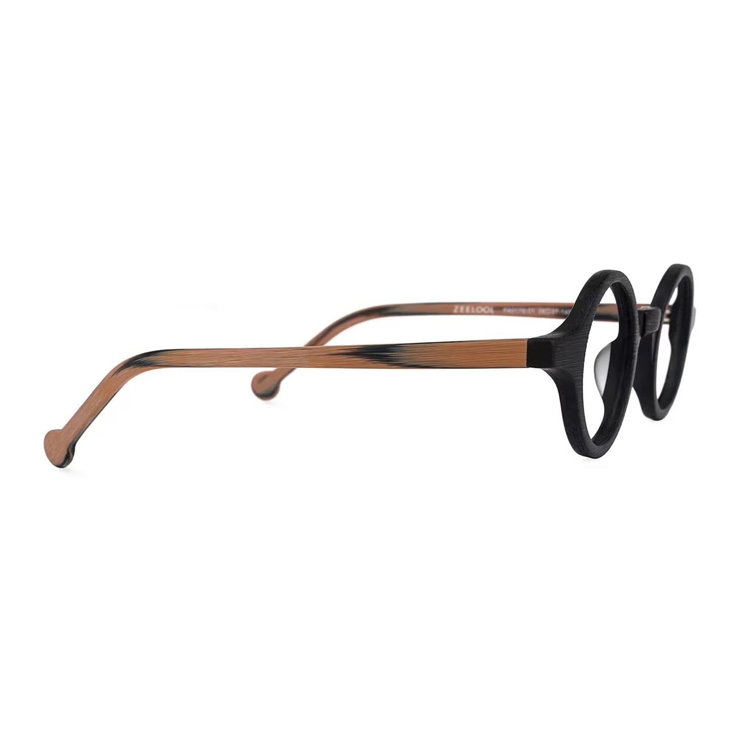 Vintage Small Round Blue Light Blocking Glasses for Men Women Wood Grain Acetate Eyewear