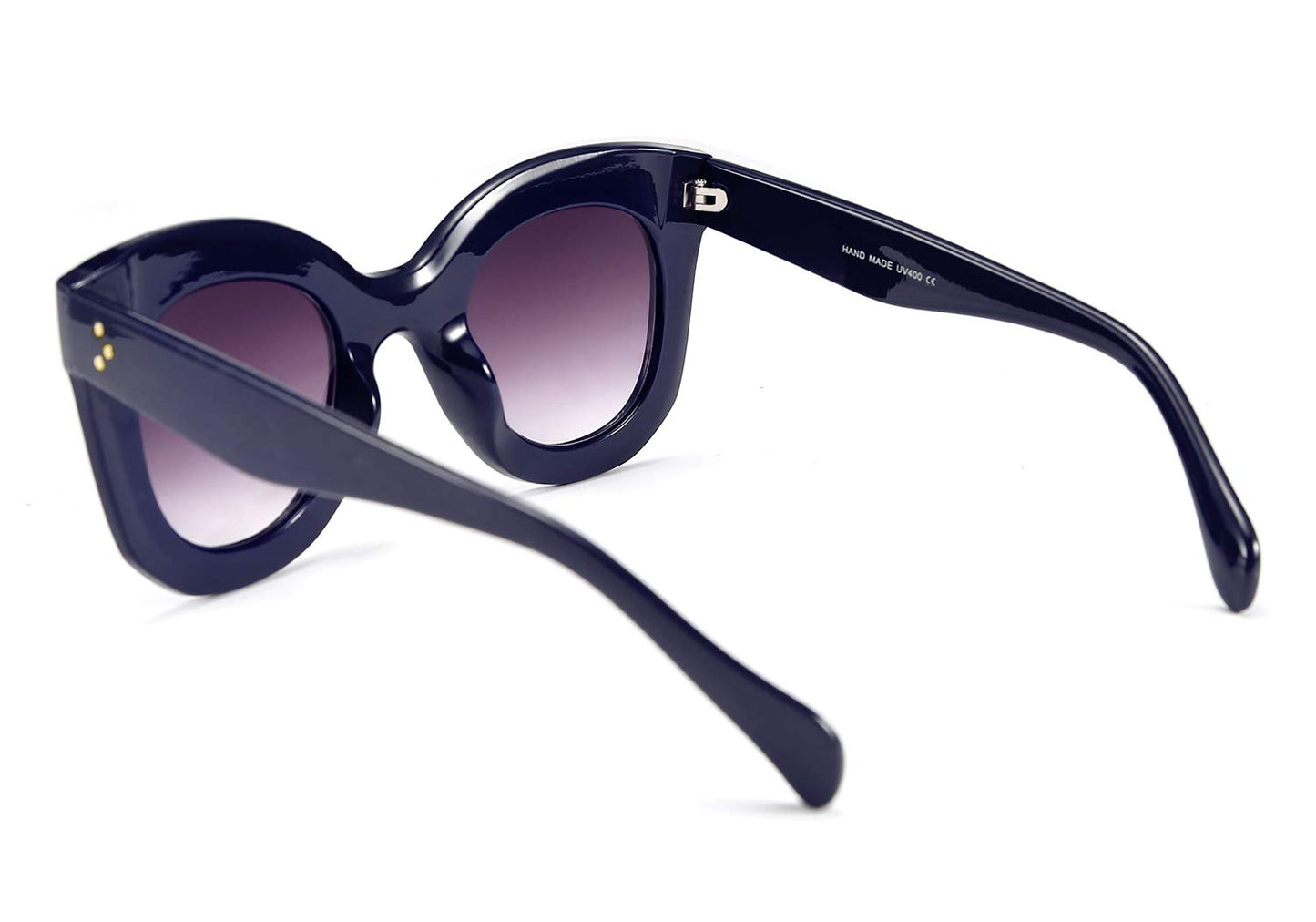 Retro Oversized Square Horn Sunglasses Semi Cat Eye Butterfly Glass Big Thick Bold Frame