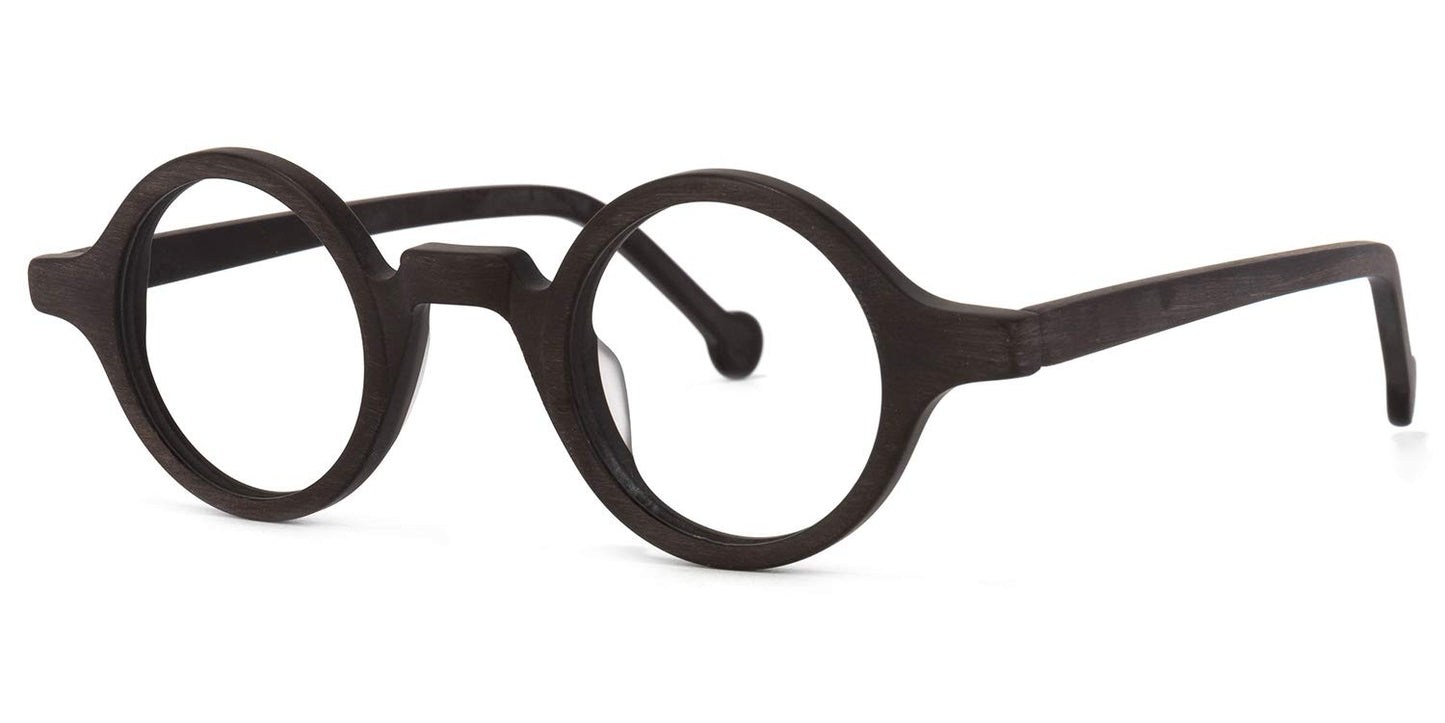 Vintage Small Round Blue Light Blocking Glasses for Men Women Wood Grain Acetate Eyewear