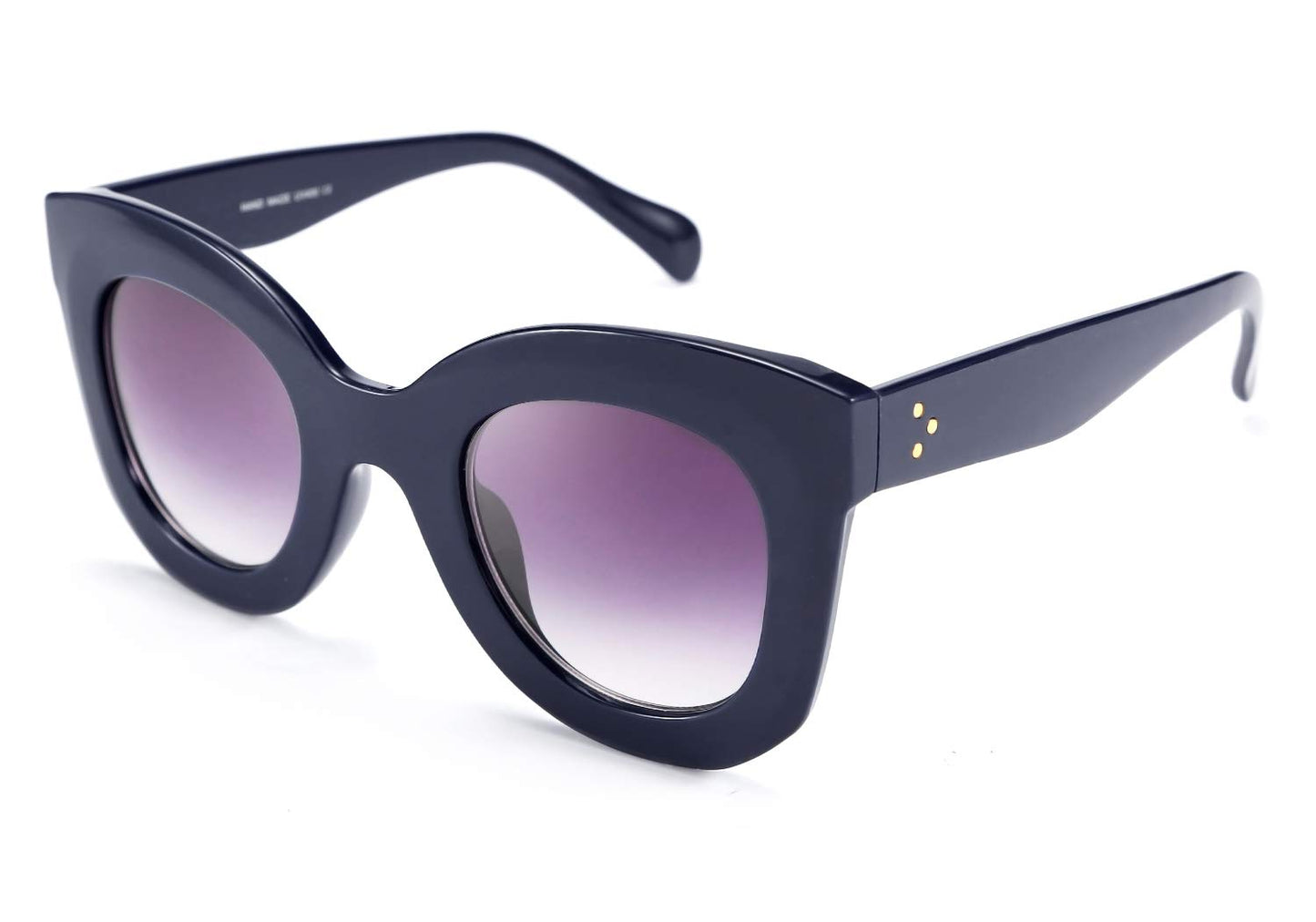 Retro Oversized Square Horn Sunglasses Semi Cat Eye Butterfly Glass Big Thick Bold Frame