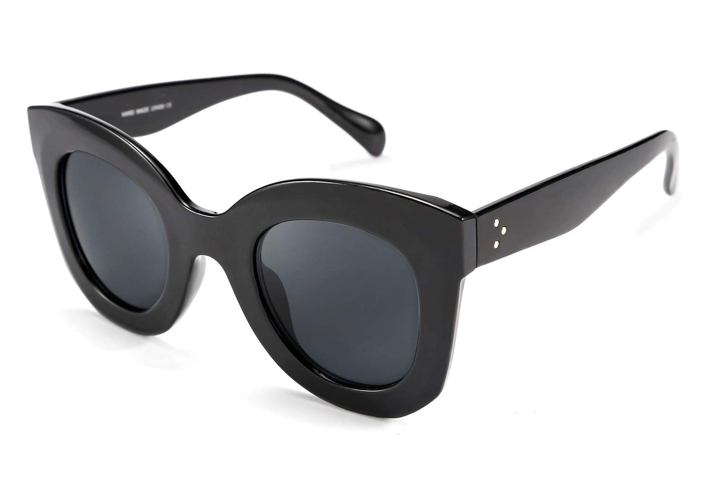 Retro Oversized Square Horn Sunglasses Semi Cat Eye Butterfly Glass Big Thick Bold Frame