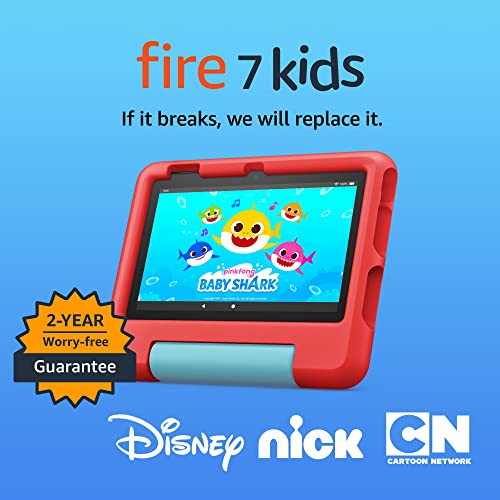 Amazon Fire 7 Kids tablet (newest model) ages 3-7. Top-selling 7" kids tablet on Amazon. Includes ad-free and exclusive content, easy parental controls, 10-hr battery, 32 GB, Blue