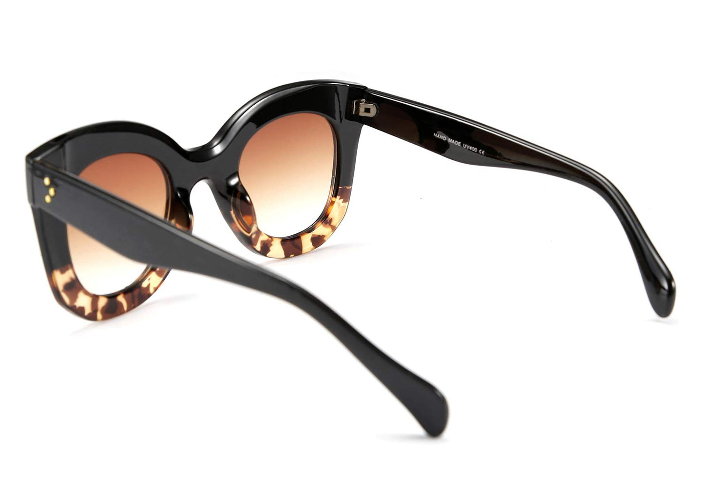 Retro Oversized Square Horn Sunglasses Semi Cat Eye Butterfly Glass Big Thick Bold Frame