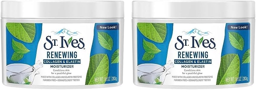 St. Ives Face Moisturizer Cream, Collagen and Elastin, Renewing Facial Moisturizer for Women, Paraben Free, Dermatologist Tested Daily Moisturizing for Dry Skin Cruelty Free, 10 oz