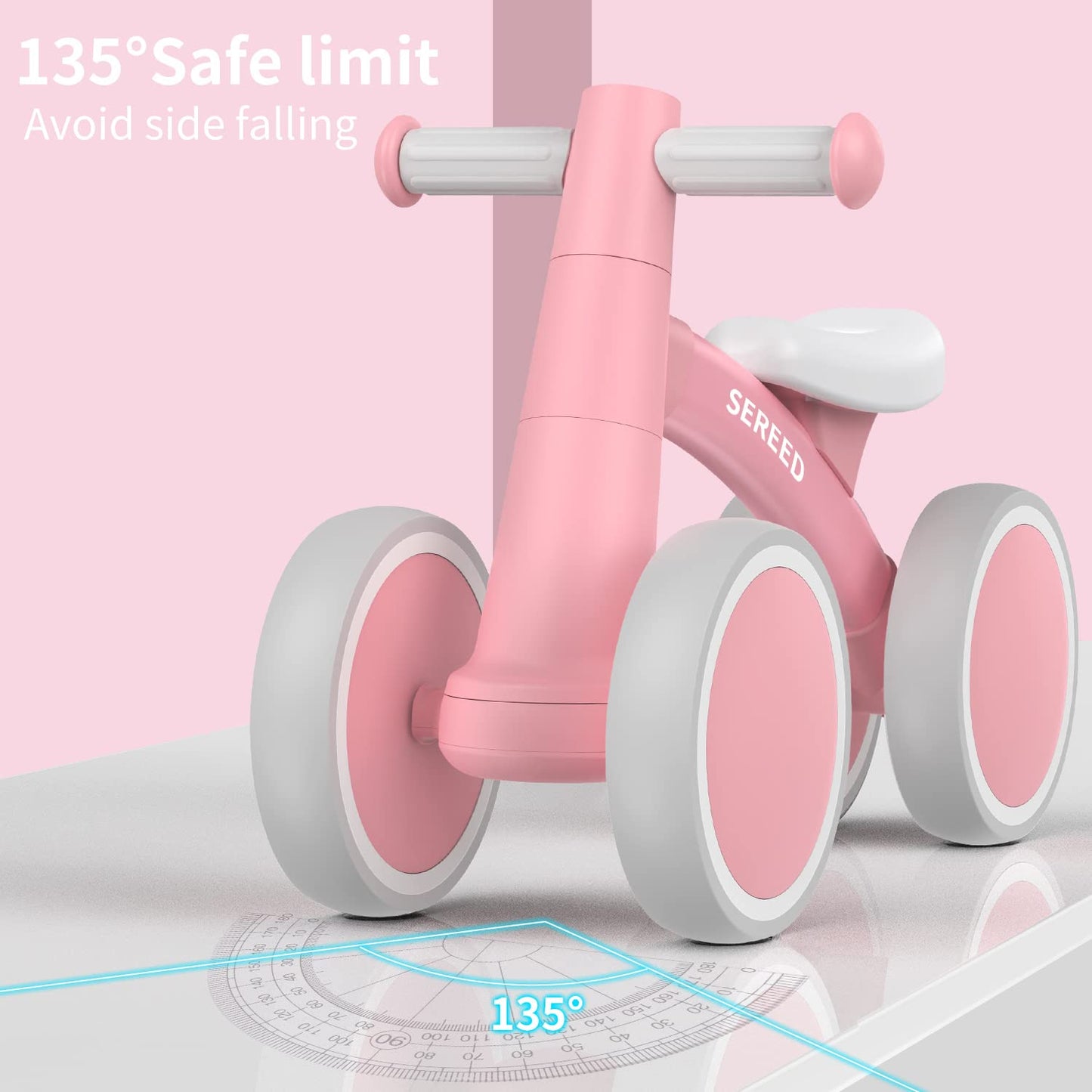 Baby Balance Bike for 1 Year Old Boys Girls 12-24 Month Toddler Balance Bike, 4 Wheels Toddler First Bike, First Birthday Gifts