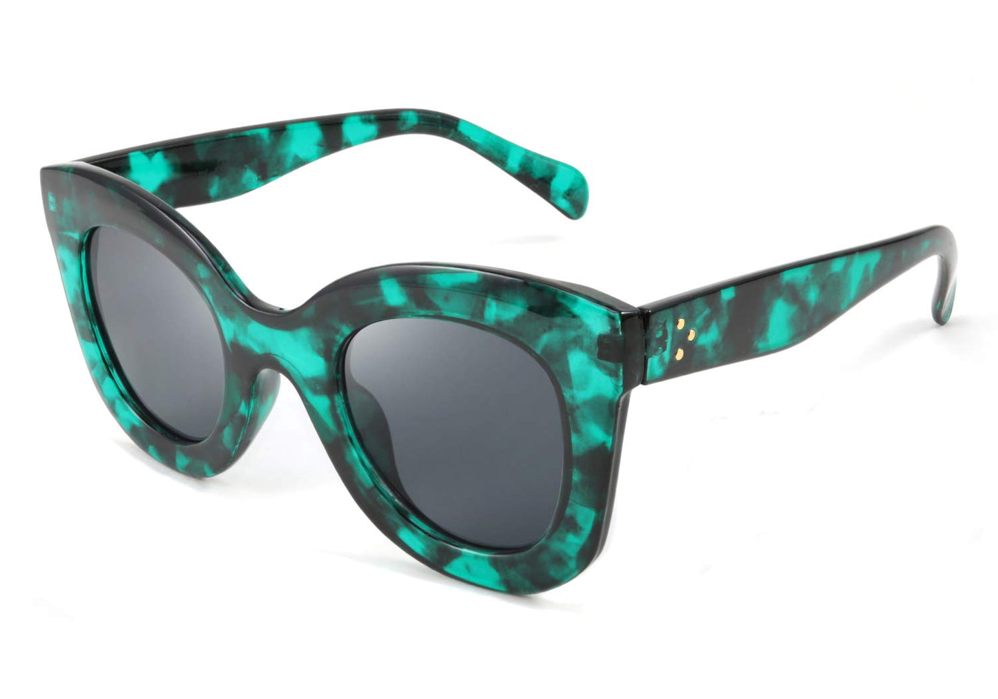 Retro Oversized Square Horn Sunglasses Semi Cat Eye Butterfly Glass Big Thick Bold Frame