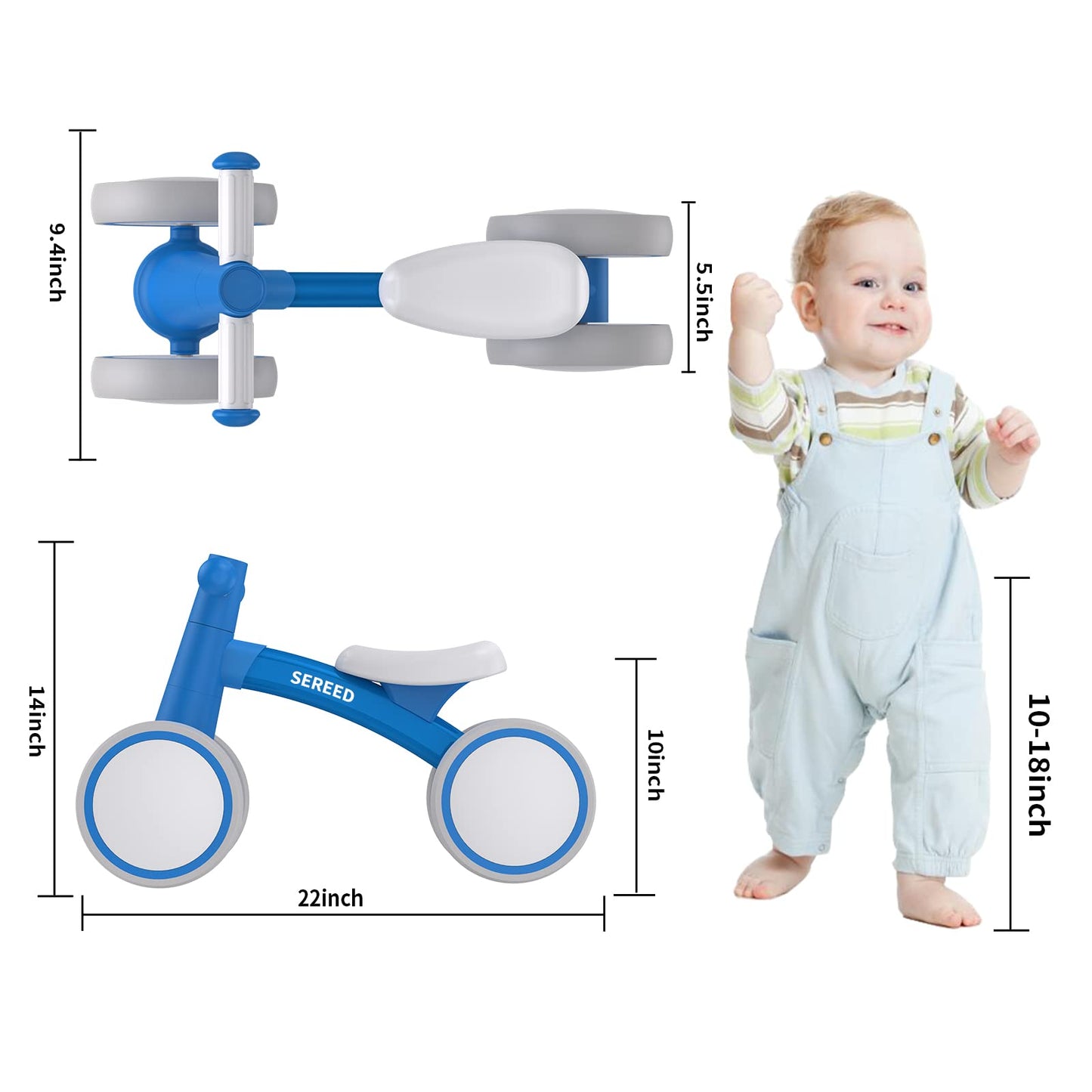 Baby Balance Bike for 1 Year Old Boys Girls 12-24 Month Toddler Balance Bike, 4 Wheels Toddler First Bike, First Birthday Gifts