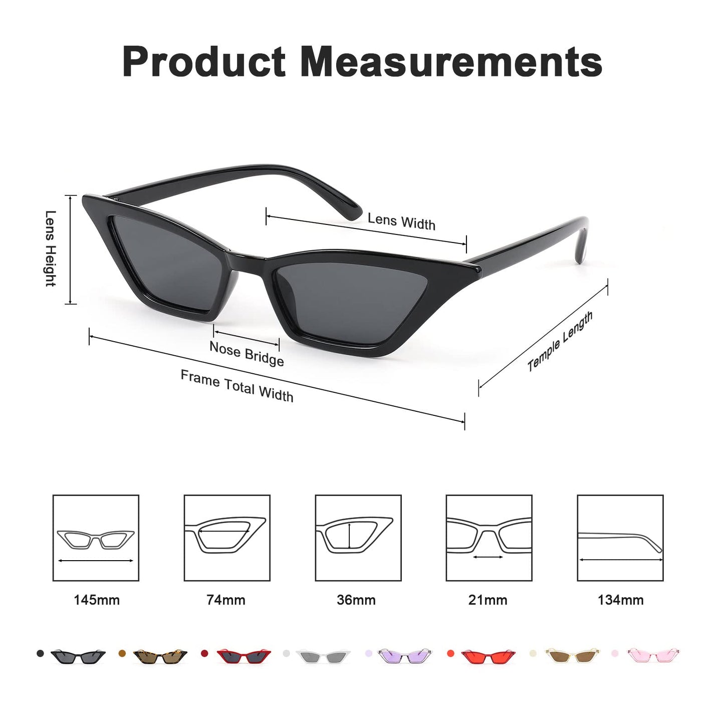 Small Cat Eye Sunglasses Vintage Square Shade Women Eyewear B2291