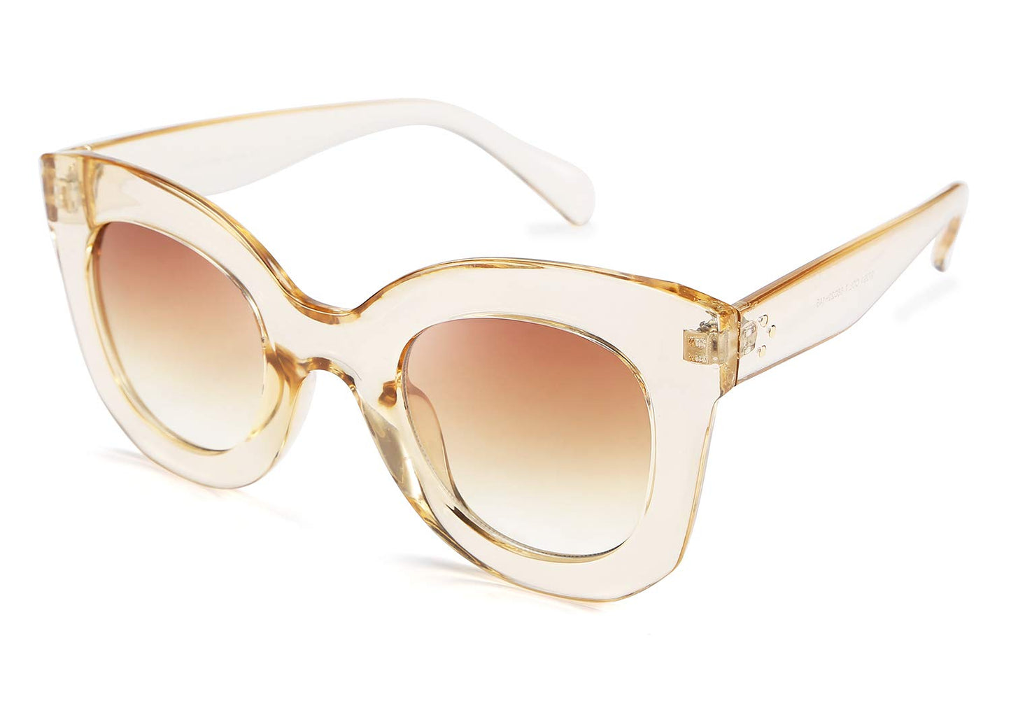 Retro Oversized Square Horn Sunglasses Semi Cat Eye Butterfly Glass Big Thick Bold Frame