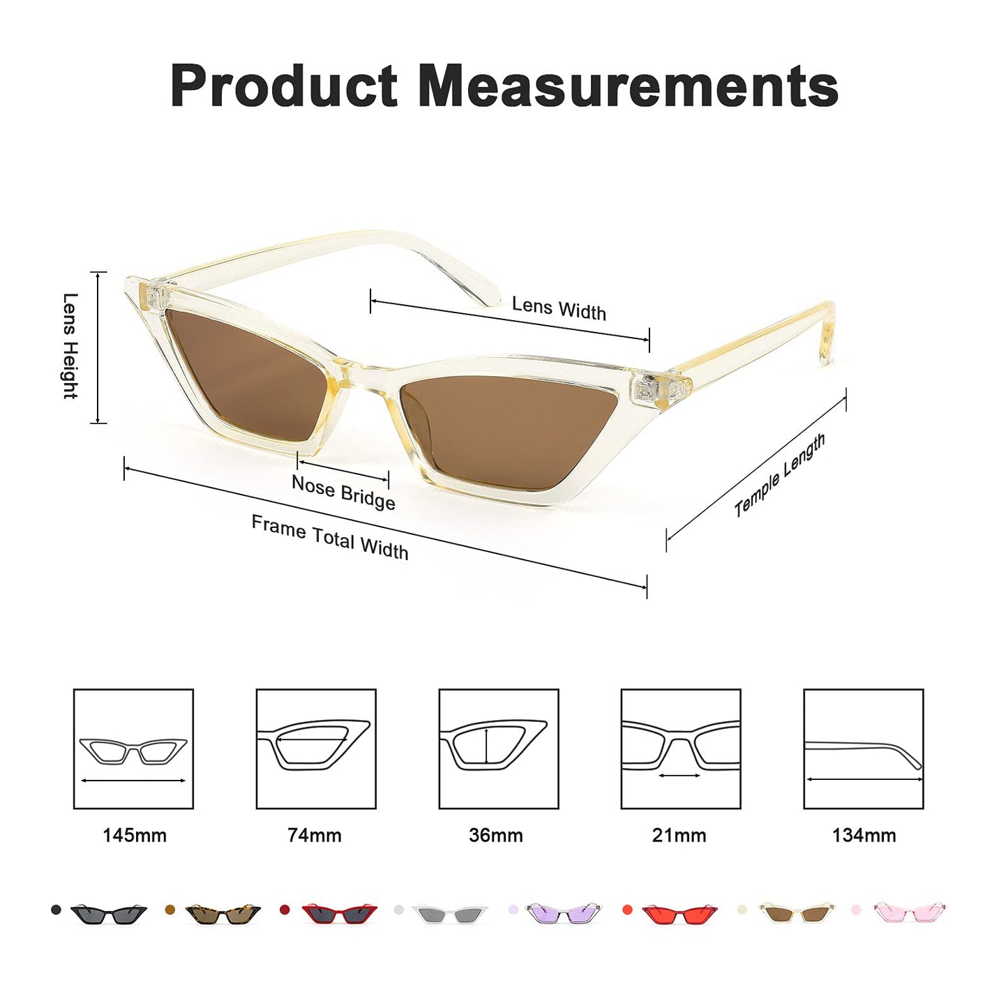 Small Cat Eye Sunglasses Vintage Square Shade Women Eyewear B2291