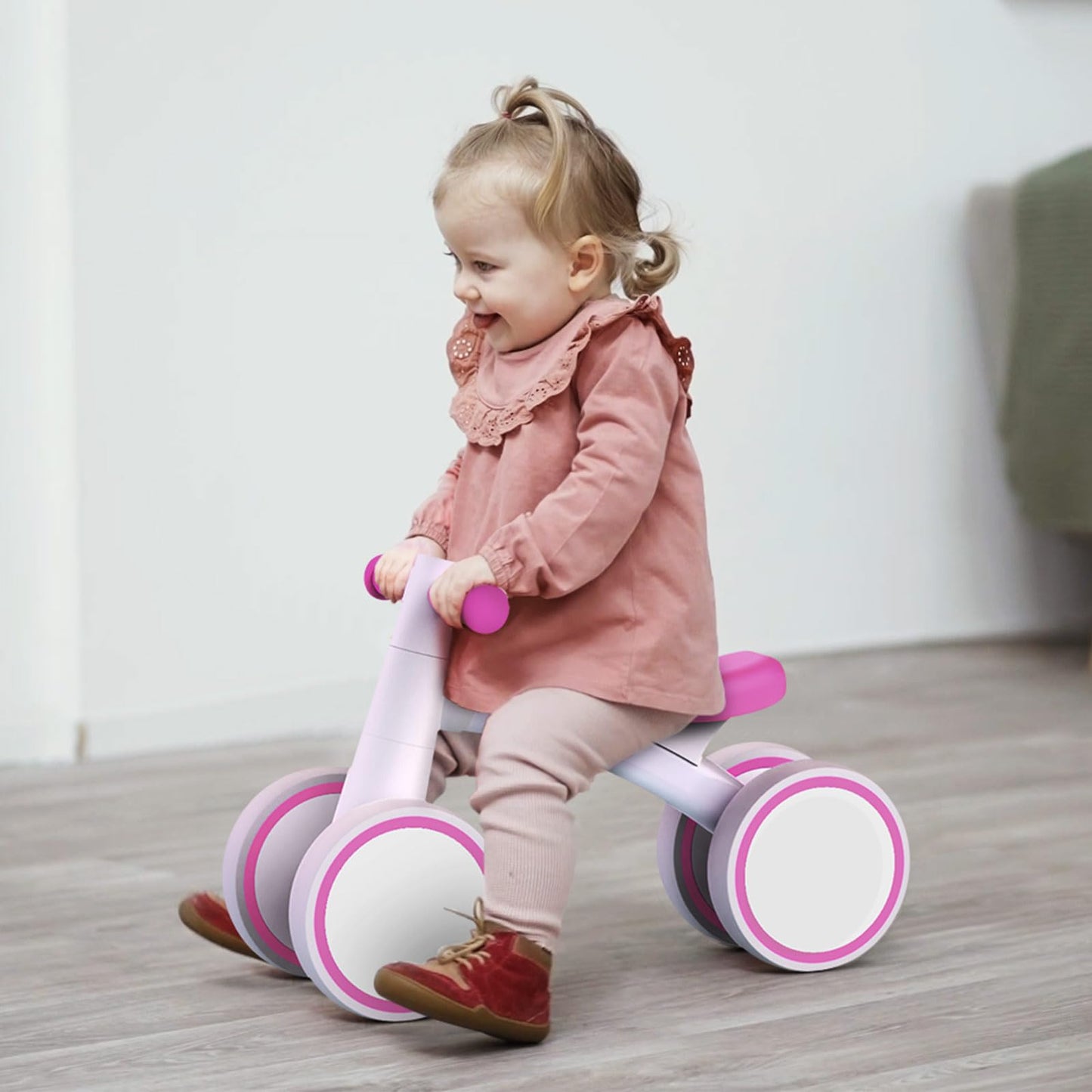 Baby Balance Bike for 1 Year Old Boys Girls 12-24 Month Toddler Balance Bike, 4 Wheels Toddler First Bike, First Birthday Gifts