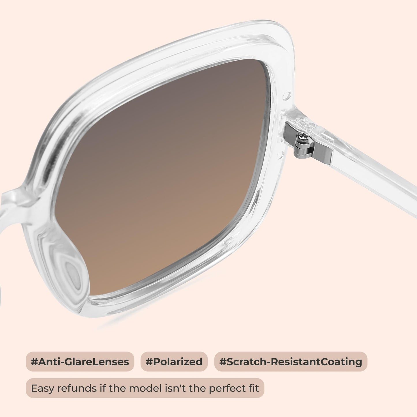 Oversized Polarized Sunglasses Women, Trendy Retro Sun Glasses