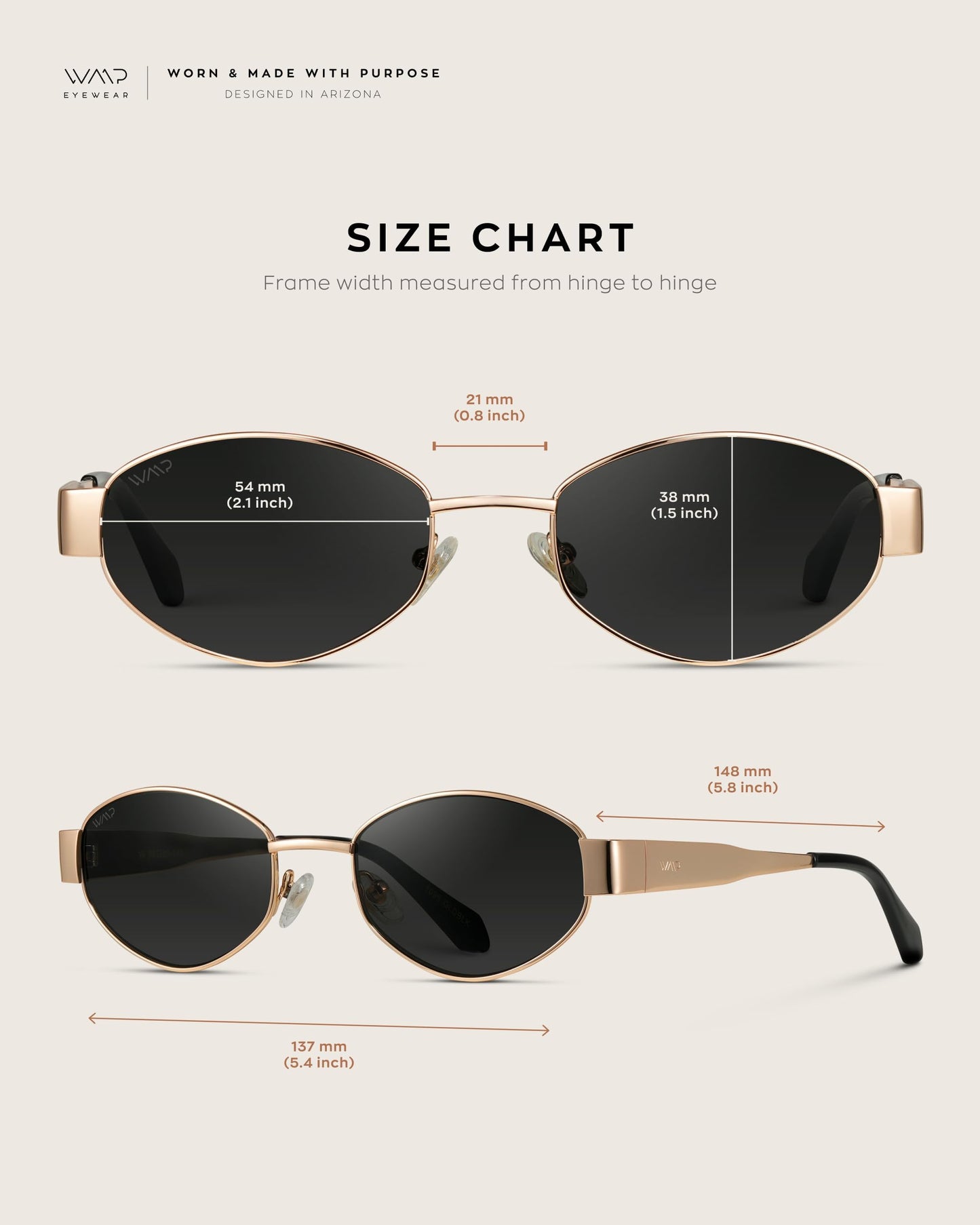 WMP Eyewear - Women's Retro Oval Sunglasses, Trendy Small Frame, 90s Inspired Fashion