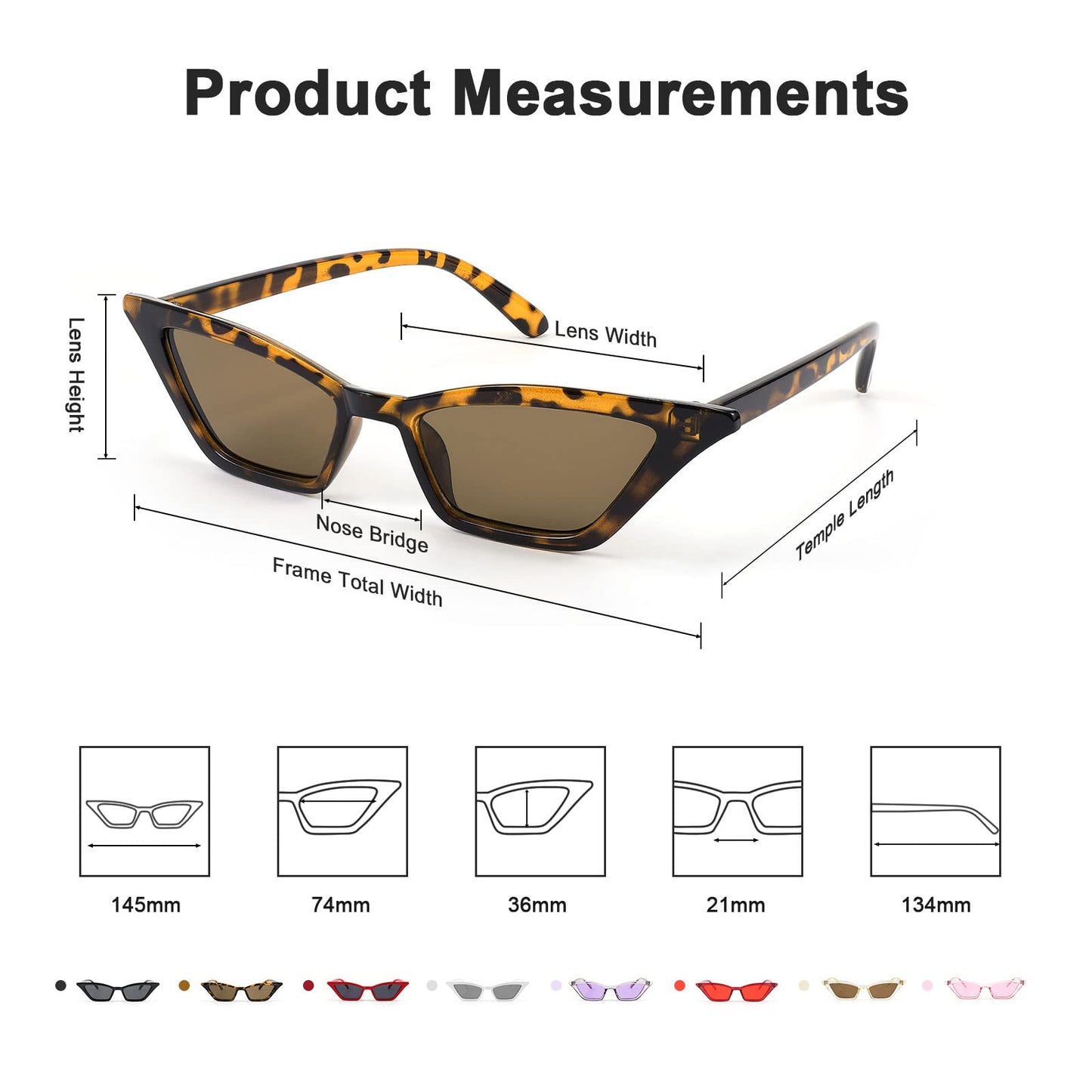 Small Cat Eye Sunglasses Vintage Square Shade Women Eyewear B2291