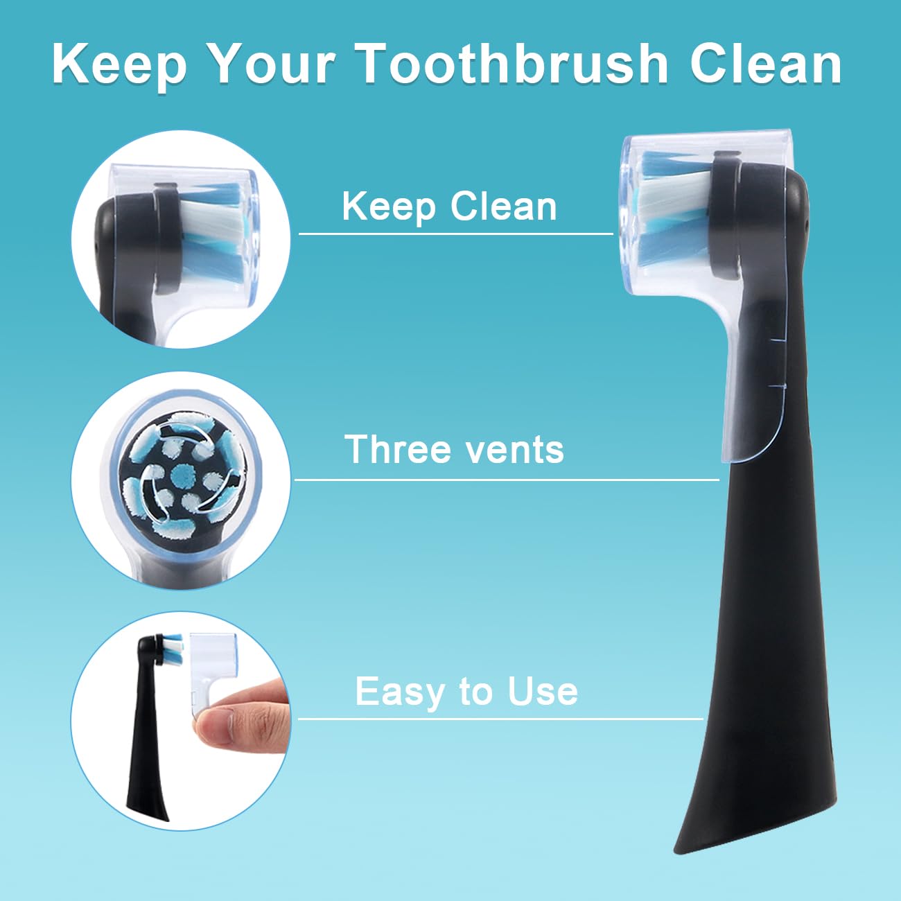6 Pack Toothbrush Heads Dustproof Cover Compatible with Oral B, Fits for Oral-B iO Series, Pro 1000, 1500, 5000, 7500 Electric Toothbrush, Protects Brush Head and Convenient Travel