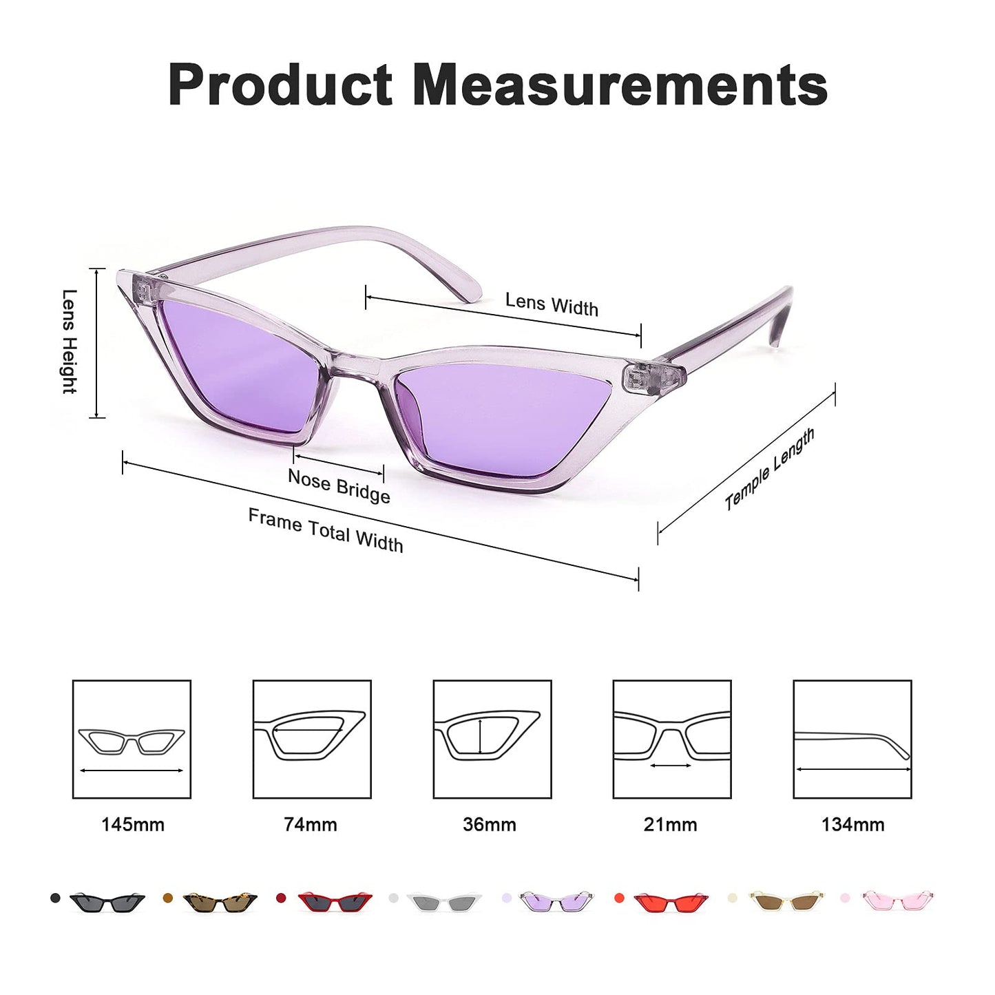 Small Cat Eye Sunglasses Vintage Square Shade Women Eyewear B2291