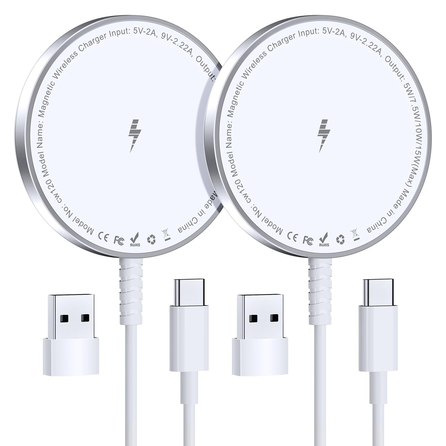 Magnetic Wireless Charging Pad for iPhone 16 15 14 13 12 Series & AirPods 4-2 Pro, Strong Magnet, Aluminum Alloy, USB-C/A Ports, Ultra-Thin & Portable, Ideal for Desk & Bedside