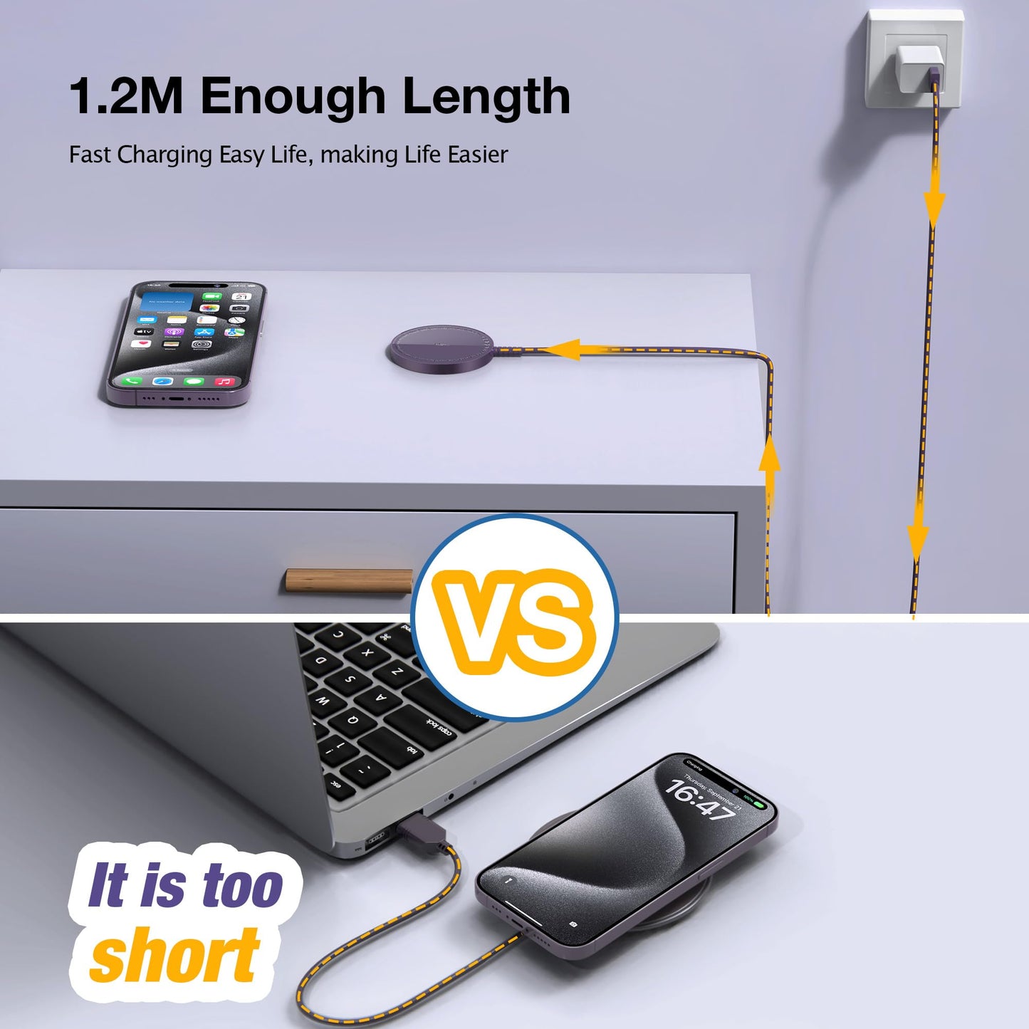 Magnetic Wireless Charging Pad for iPhone 16 15 14 13 12 Series & AirPods 4-2 Pro, Strong Magnet, Aluminum Alloy, USB-C/A Ports, Ultra-Thin & Portable, Ideal for Desk & Bedside
