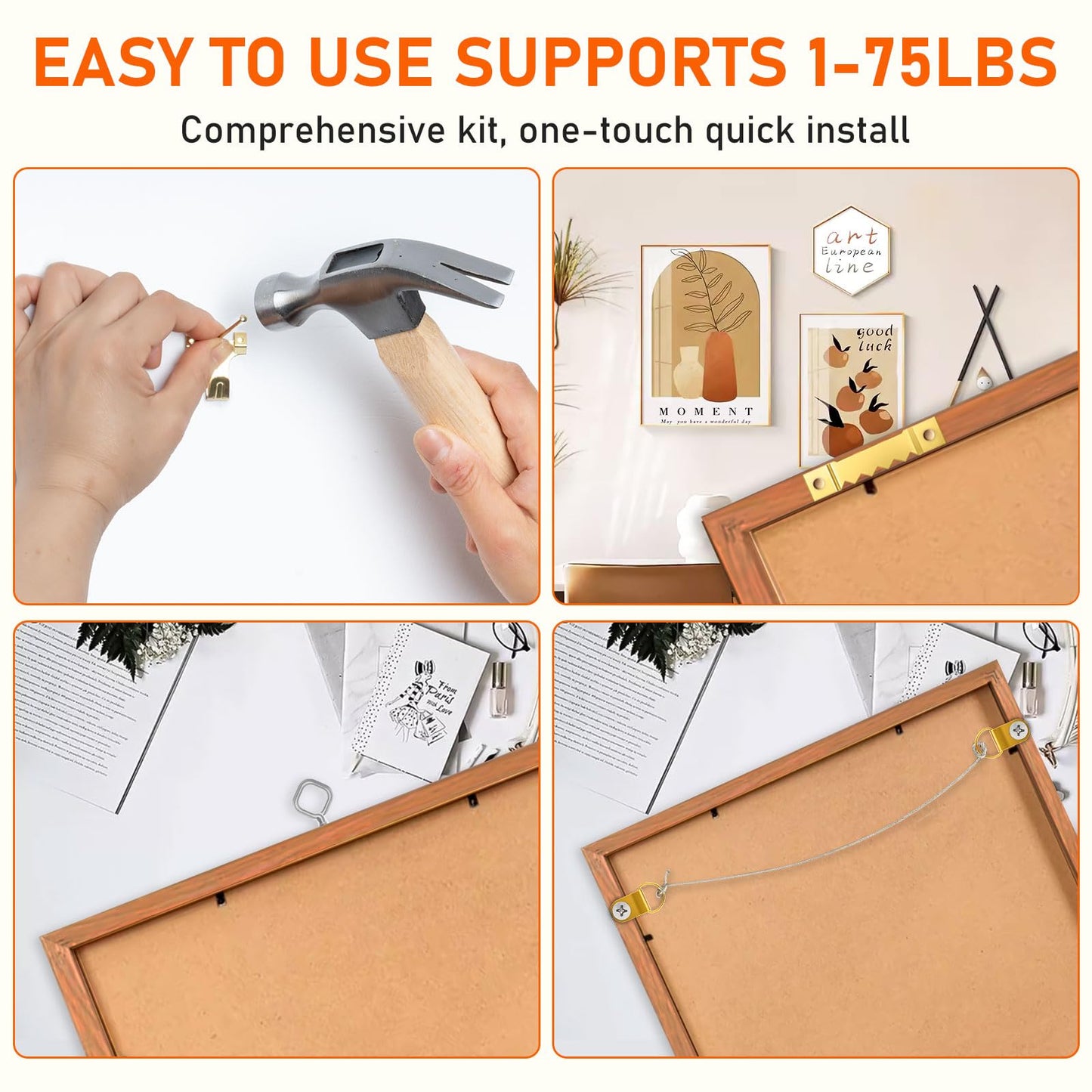 1002pcs Hardware Nails Assortment Kit, Nails for Hanging Pictures, Small Wall Nails for Hanging, Finishing Nails, Common Wood Nails, Mini 8oz Claw Hammer and Nails Set with Magnetic Wristband