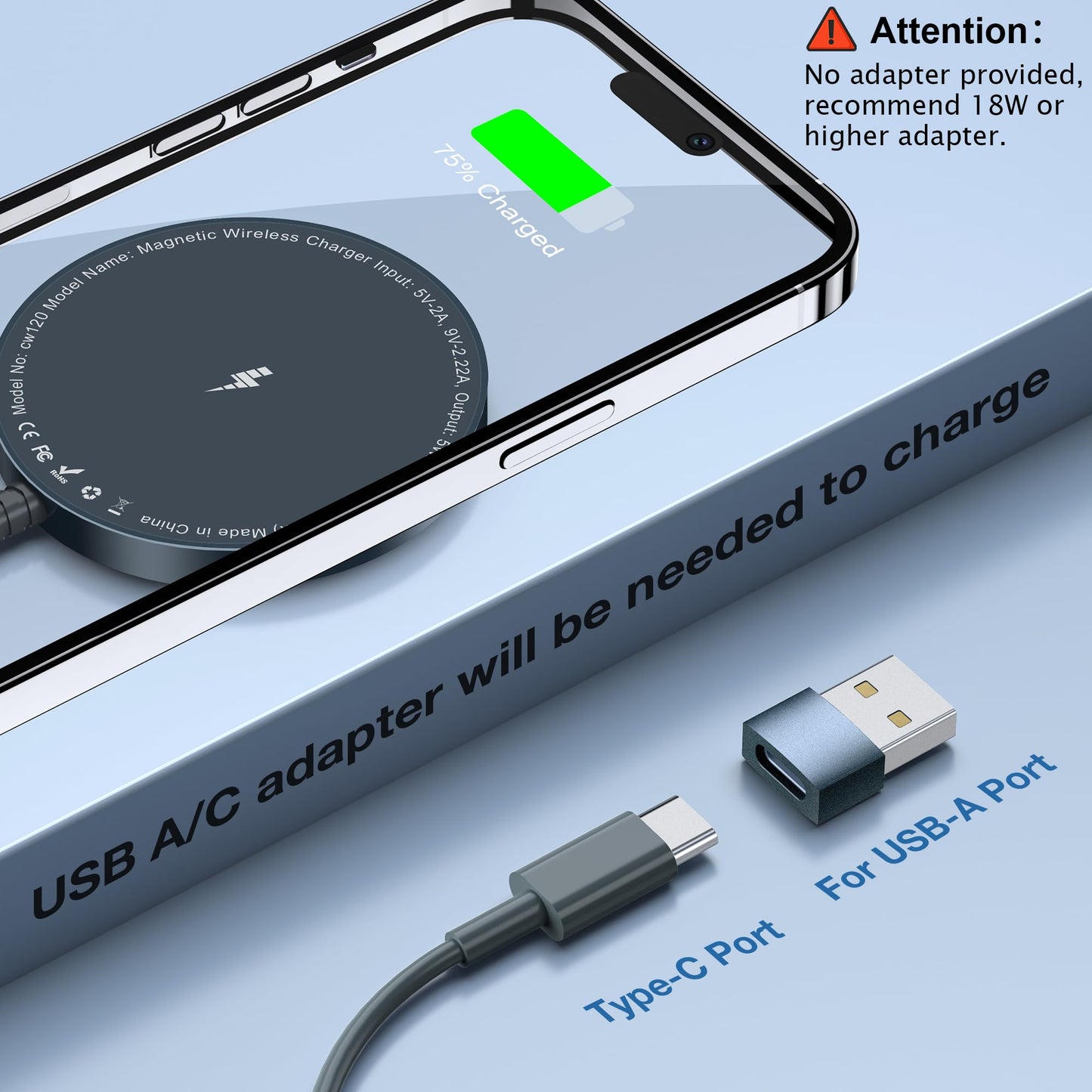 Magnetic Wireless Charging Pad for iPhone 16 15 14 13 12 Series & AirPods 4-2 Pro, Strong Magnet, Aluminum Alloy, USB-C/A Ports, Ultra-Thin & Portable, Ideal for Desk & Bedside