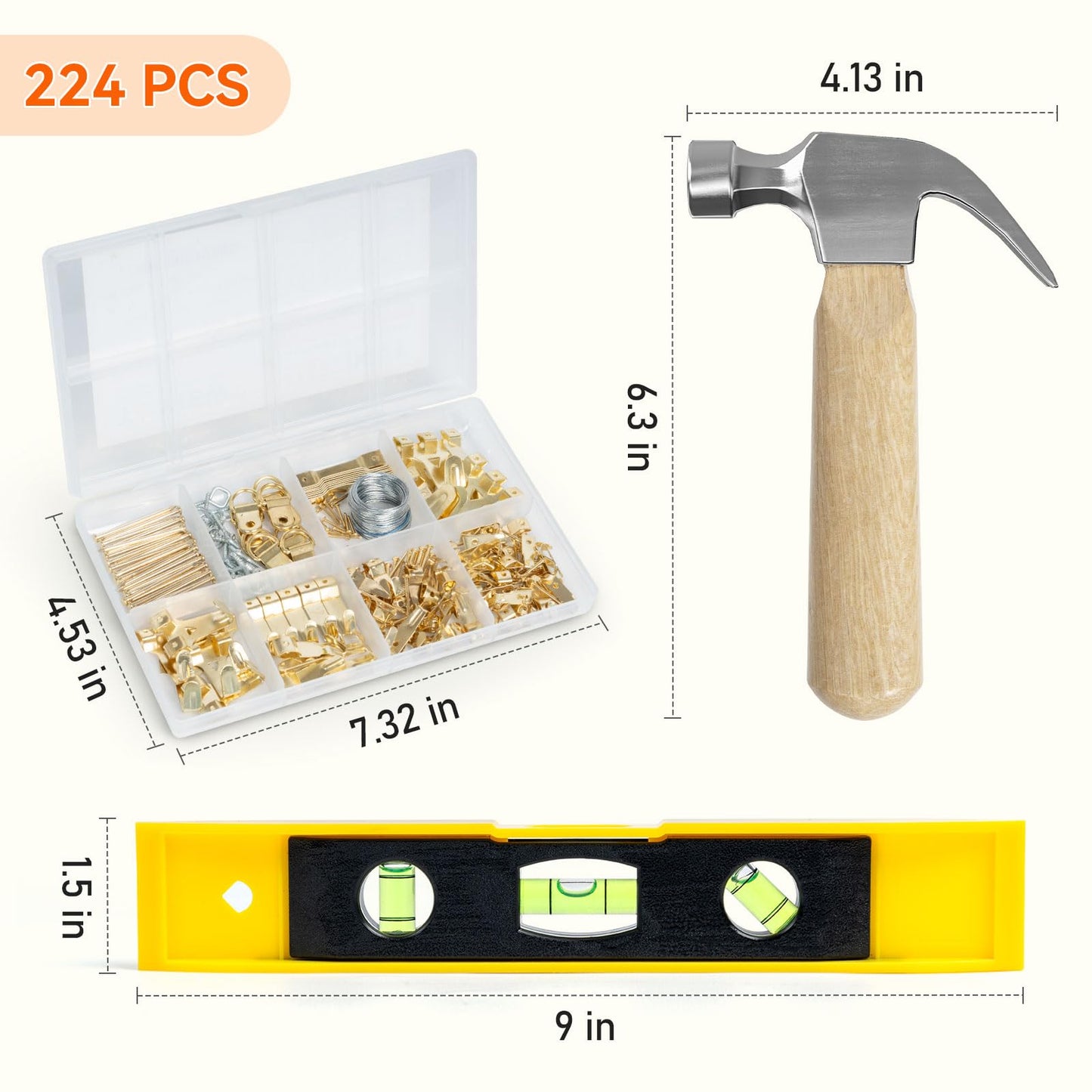 1002pcs Hardware Nails Assortment Kit, Nails for Hanging Pictures, Small Wall Nails for Hanging, Finishing Nails, Common Wood Nails, Mini 8oz Claw Hammer and Nails Set with Magnetic Wristband