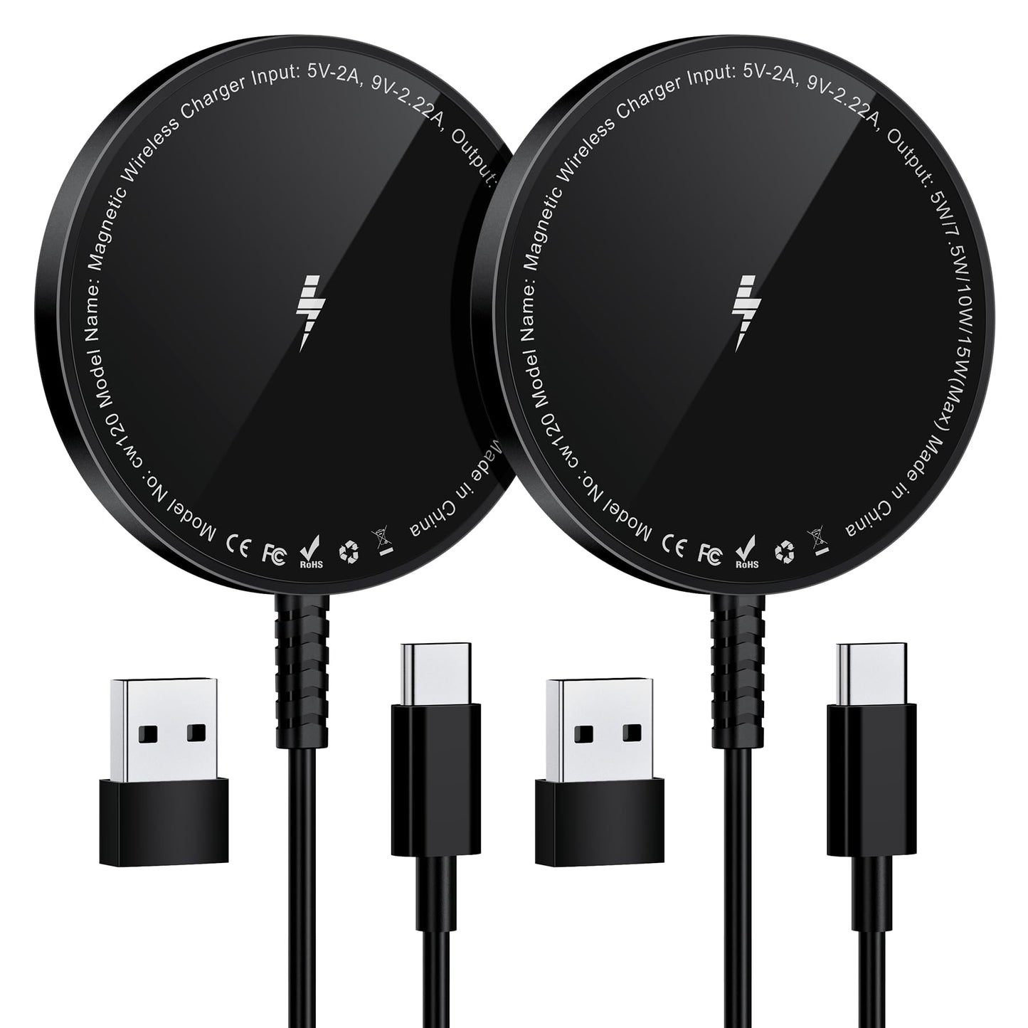 Magnetic Wireless Charging Pad for iPhone 16 15 14 13 12 Series & AirPods 4-2 Pro, Strong Magnet, Aluminum Alloy, USB-C/A Ports, Ultra-Thin & Portable, Ideal for Desk & Bedside