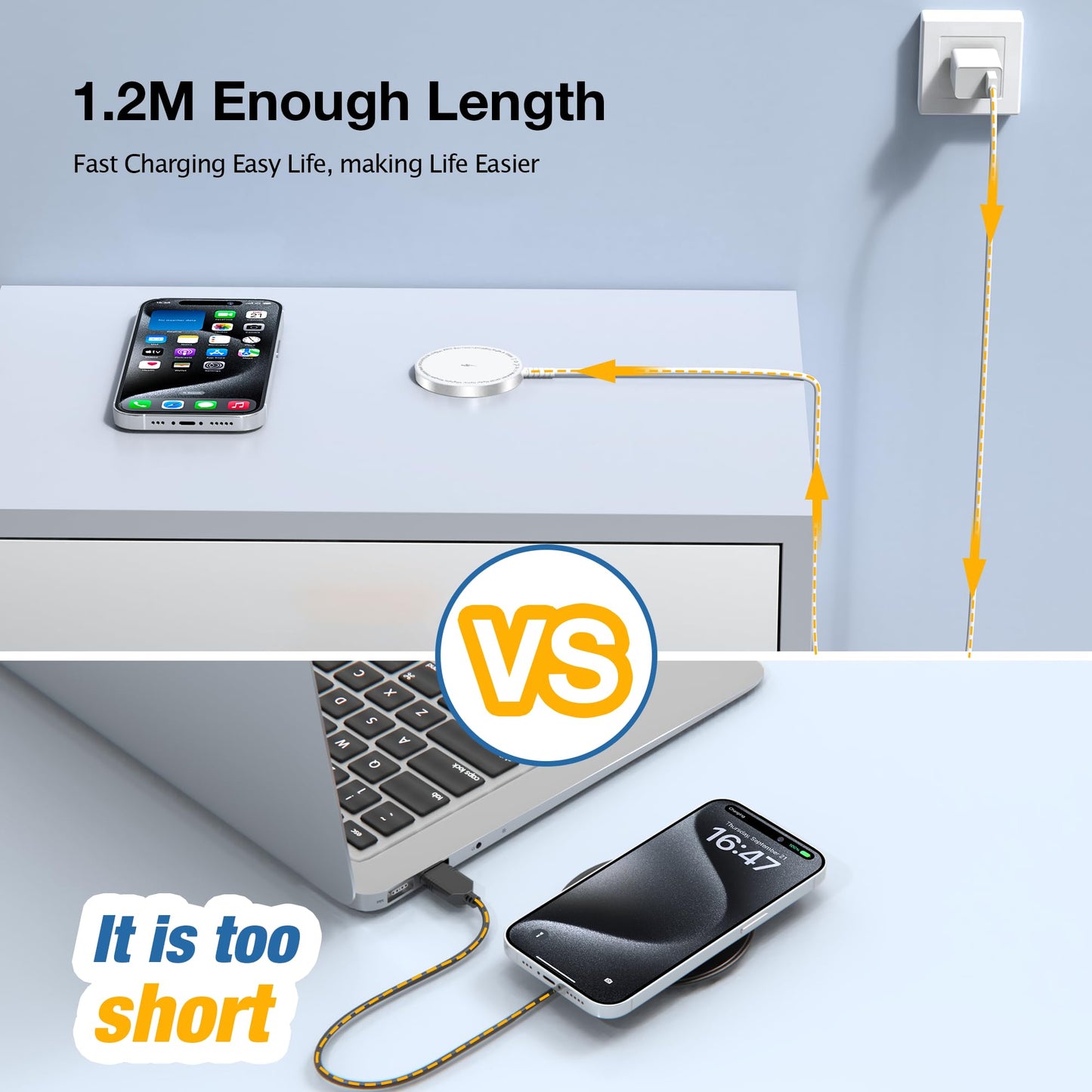 Magnetic Wireless Charging Pad for iPhone 16 15 14 13 12 Series & AirPods 4-2 Pro, Strong Magnet, Aluminum Alloy, USB-C/A Ports, Ultra-Thin & Portable, Ideal for Desk & Bedside