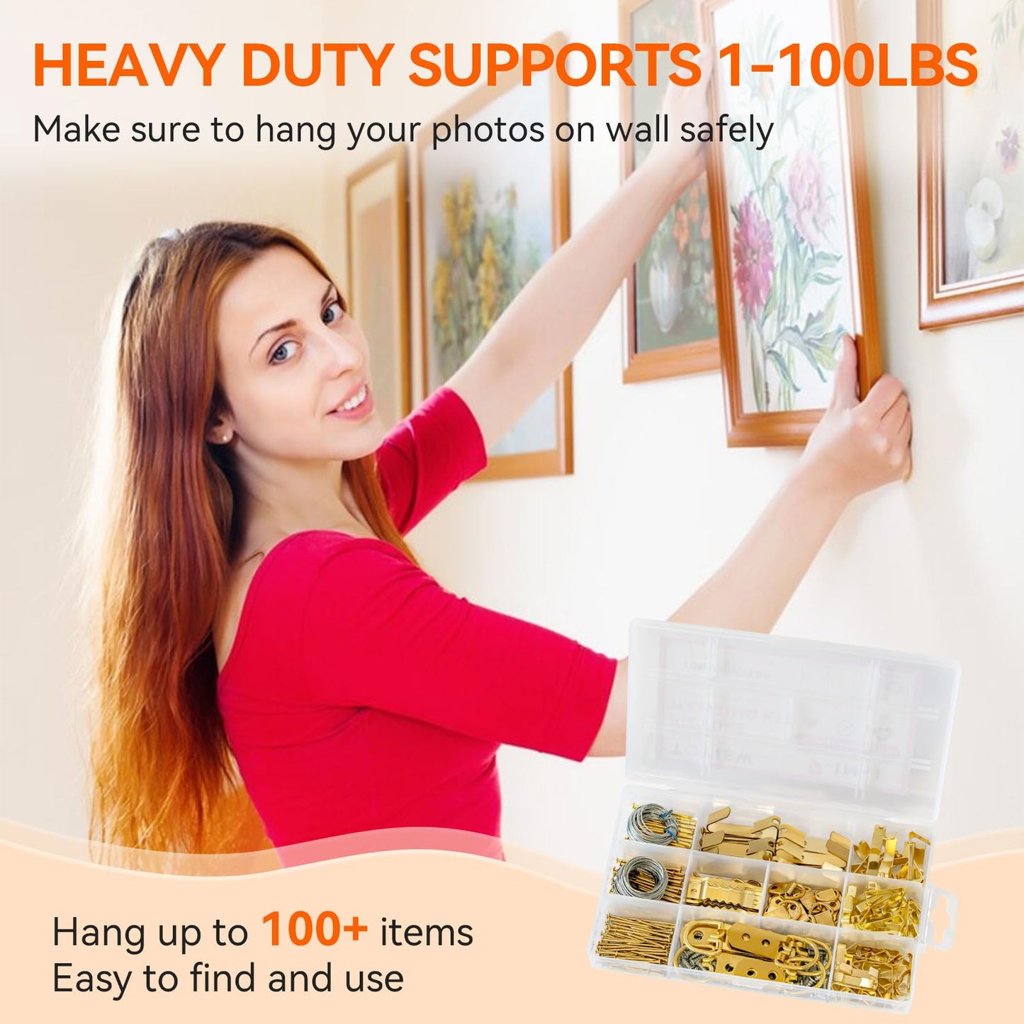 1002pcs Hardware Nails Assortment Kit, Nails for Hanging Pictures, Small Wall Nails for Hanging, Finishing Nails, Common Wood Nails, Mini 8oz Claw Hammer and Nails Set with Magnetic Wristband