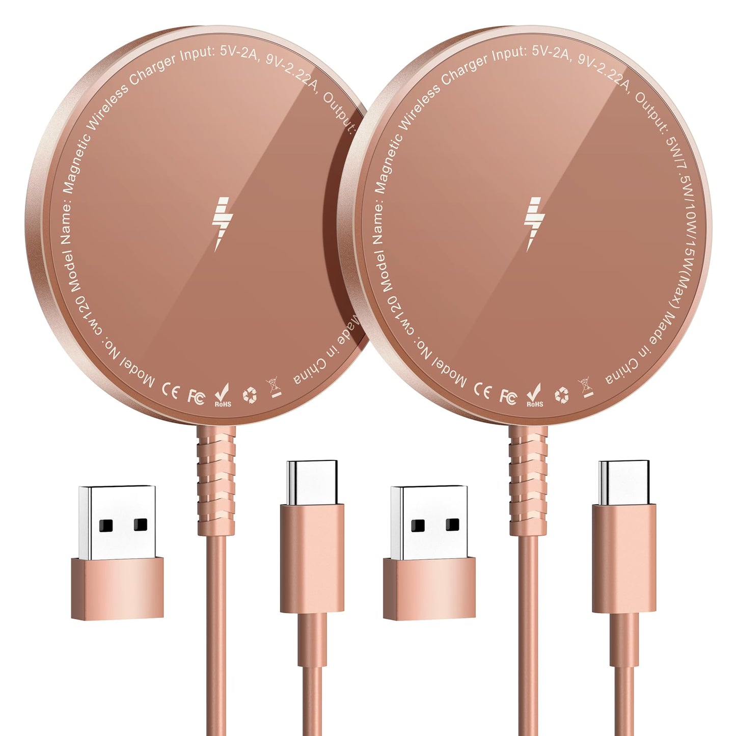 Magnetic Wireless Charging Pad for iPhone 16 15 14 13 12 Series & AirPods 4-2 Pro, Strong Magnet, Aluminum Alloy, USB-C/A Ports, Ultra-Thin & Portable, Ideal for Desk & Bedside