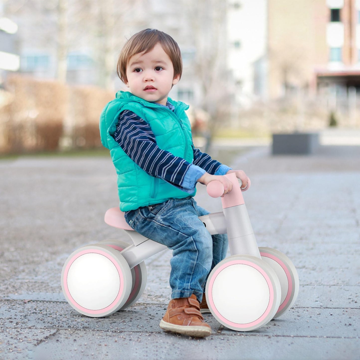 Baby Balance Bike for 1 Year Old Boys Girls 12-24 Month Toddler Balance Bike, 4 Wheels Toddler First Bike, First Birthday Gifts