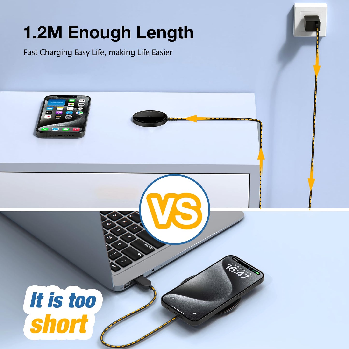 Magnetic Wireless Charging Pad for iPhone 16 15 14 13 12 Series & AirPods 4-2 Pro, Strong Magnet, Aluminum Alloy, USB-C/A Ports, Ultra-Thin & Portable, Ideal for Desk & Bedside