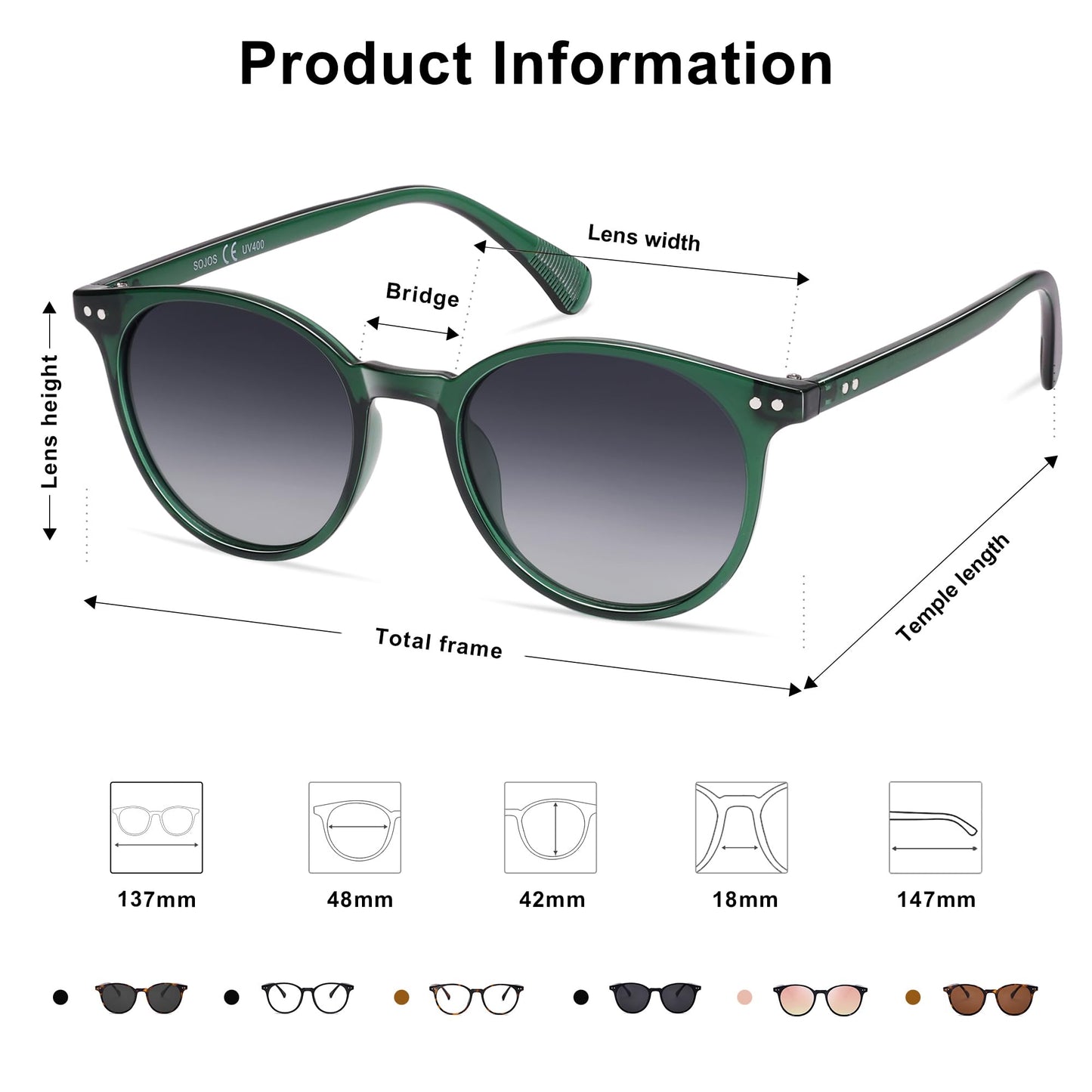 Small Round Classic Polarized Sunglasses for Women Men Vintage Style UV400 Lens SJ2113