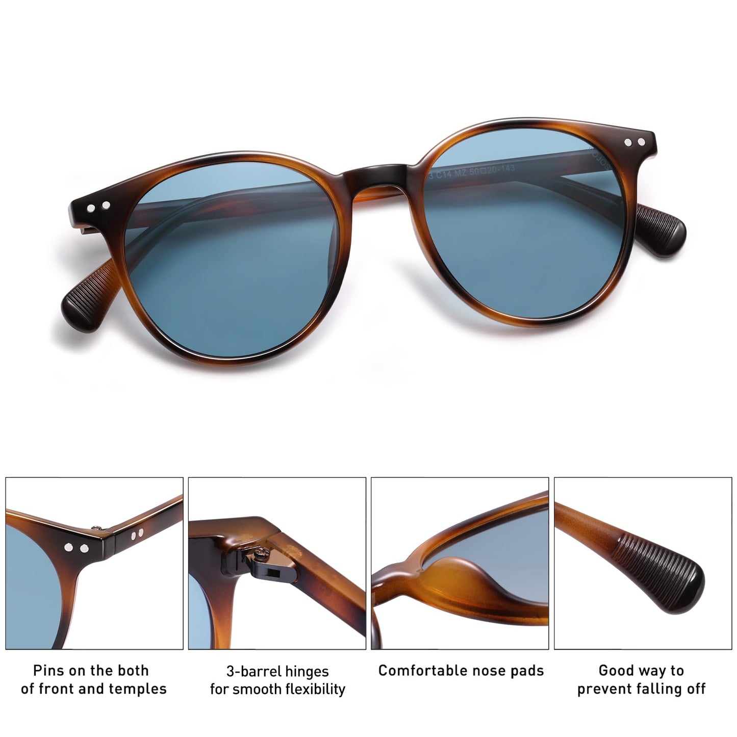 Small Round Classic Polarized Sunglasses for Women Men Vintage Style UV400 Lens SJ2113