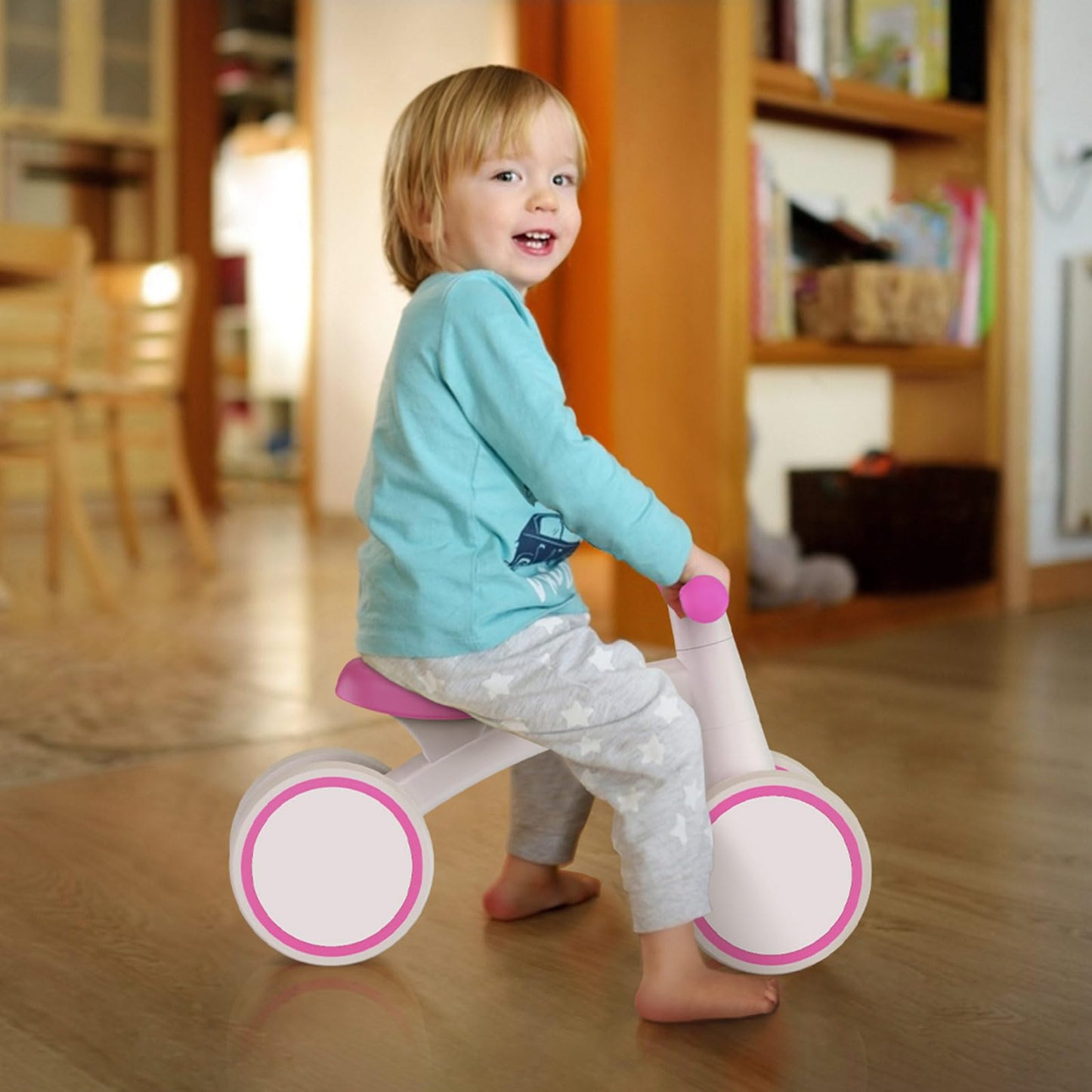Baby Balance Bike for 1 Year Old Boys Girls 12-24 Month Toddler Balance Bike, 4 Wheels Toddler First Bike, First Birthday Gifts