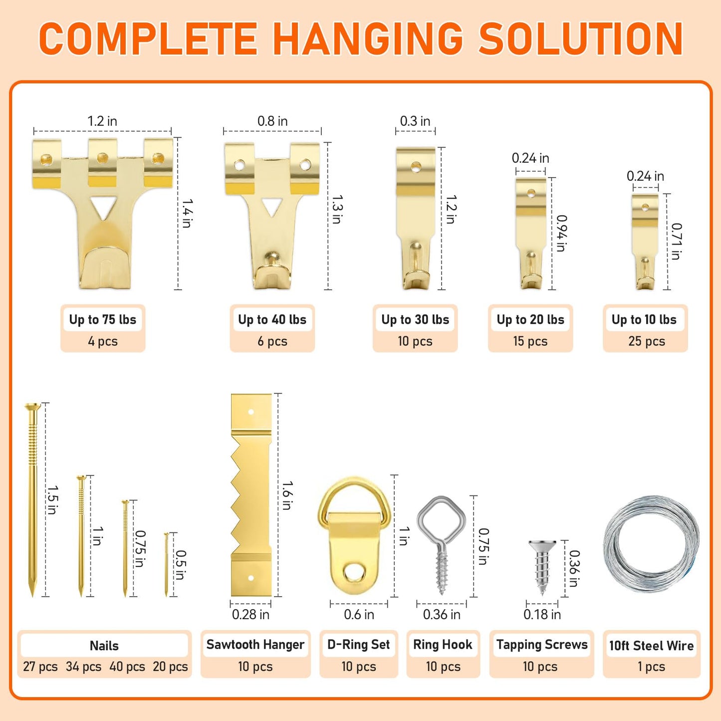 1002pcs Hardware Nails Assortment Kit, Nails for Hanging Pictures, Small Wall Nails for Hanging, Finishing Nails, Common Wood Nails, Mini 8oz Claw Hammer and Nails Set with Magnetic Wristband