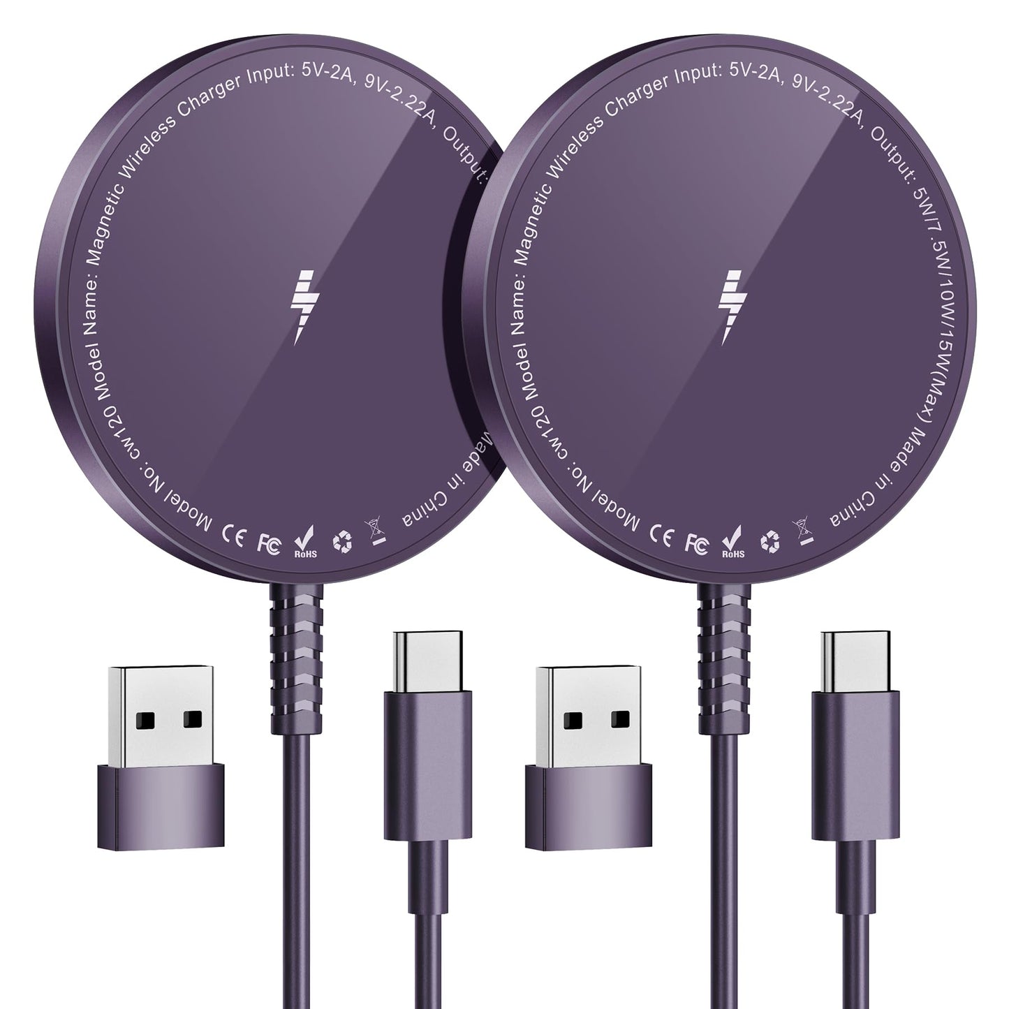 Magnetic Wireless Charging Pad for iPhone 16 15 14 13 12 Series & AirPods 4-2 Pro, Strong Magnet, Aluminum Alloy, USB-C/A Ports, Ultra-Thin & Portable, Ideal for Desk & Bedside