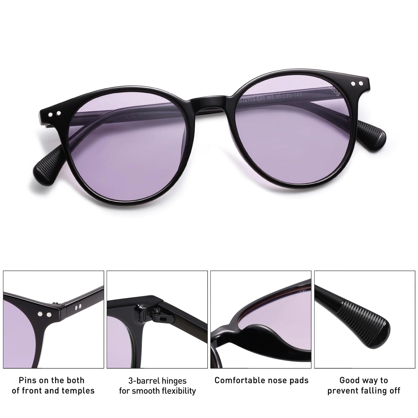 Small Round Classic Polarized Sunglasses for Women Men Vintage Style UV400 Lens SJ2113