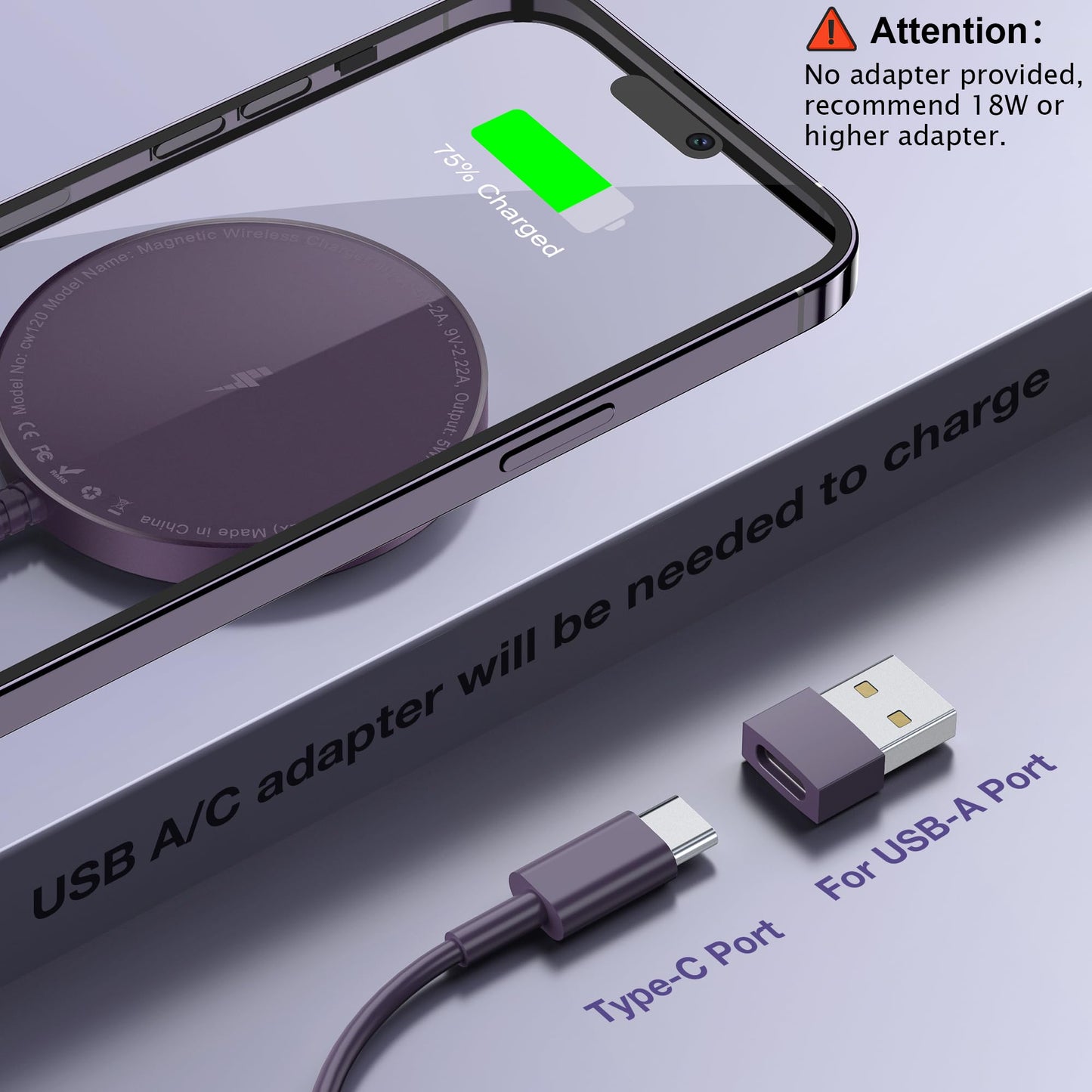 Magnetic Wireless Charging Pad for iPhone 16 15 14 13 12 Series & AirPods 4-2 Pro, Strong Magnet, Aluminum Alloy, USB-C/A Ports, Ultra-Thin & Portable, Ideal for Desk & Bedside