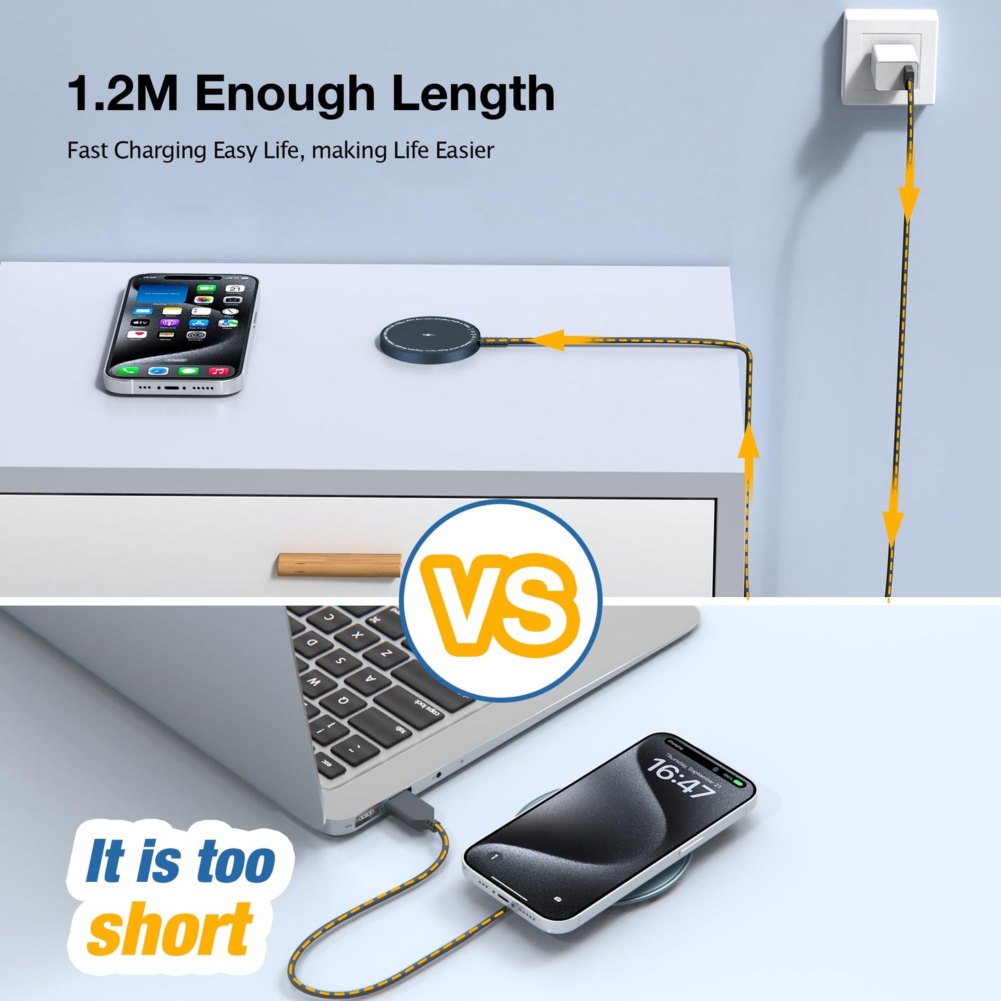 Magnetic Wireless Charging Pad for iPhone 16 15 14 13 12 Series & AirPods 4-2 Pro, Strong Magnet, Aluminum Alloy, USB-C/A Ports, Ultra-Thin & Portable, Ideal for Desk & Bedside