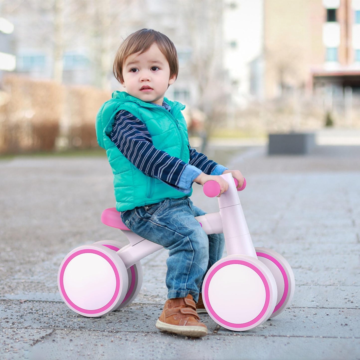 Baby Balance Bike for 1 Year Old Boys Girls 12-24 Month Toddler Balance Bike, 4 Wheels Toddler First Bike, First Birthday Gifts
