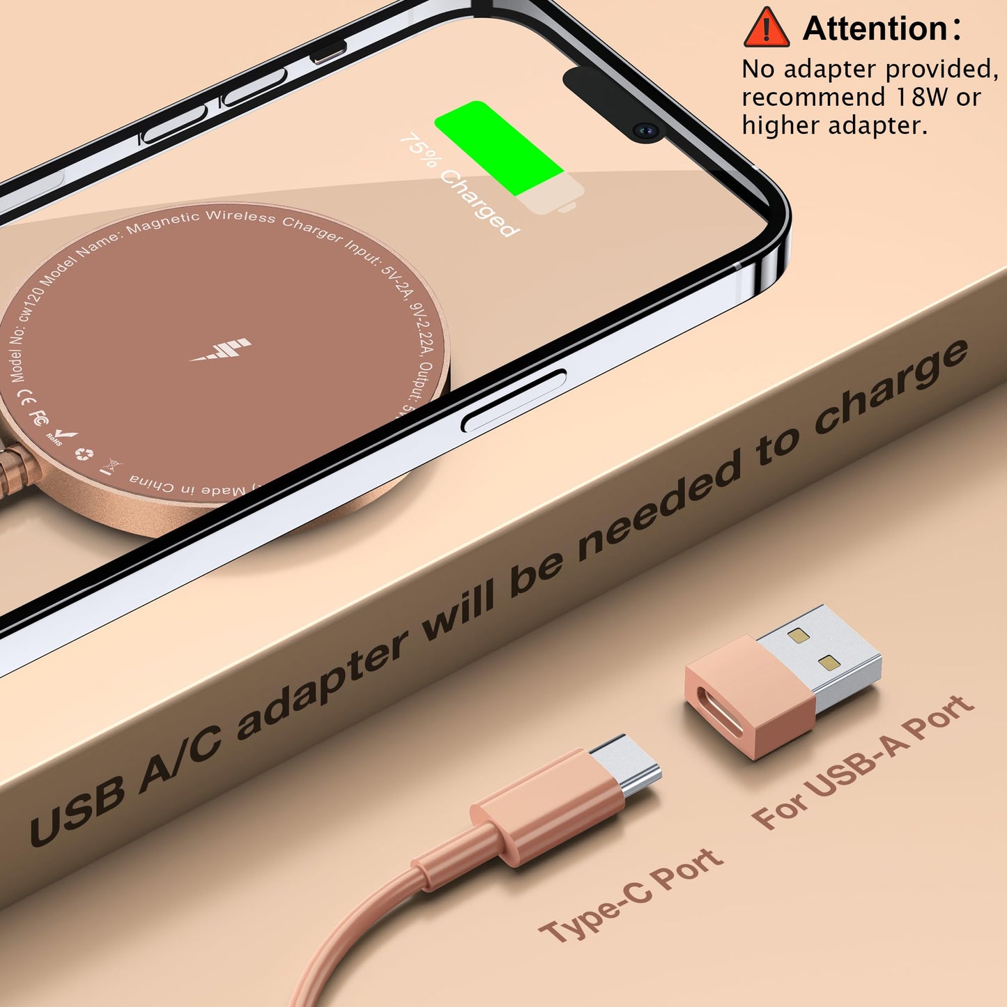 Magnetic Wireless Charging Pad for iPhone 16 15 14 13 12 Series & AirPods 4-2 Pro, Strong Magnet, Aluminum Alloy, USB-C/A Ports, Ultra-Thin & Portable, Ideal for Desk & Bedside
