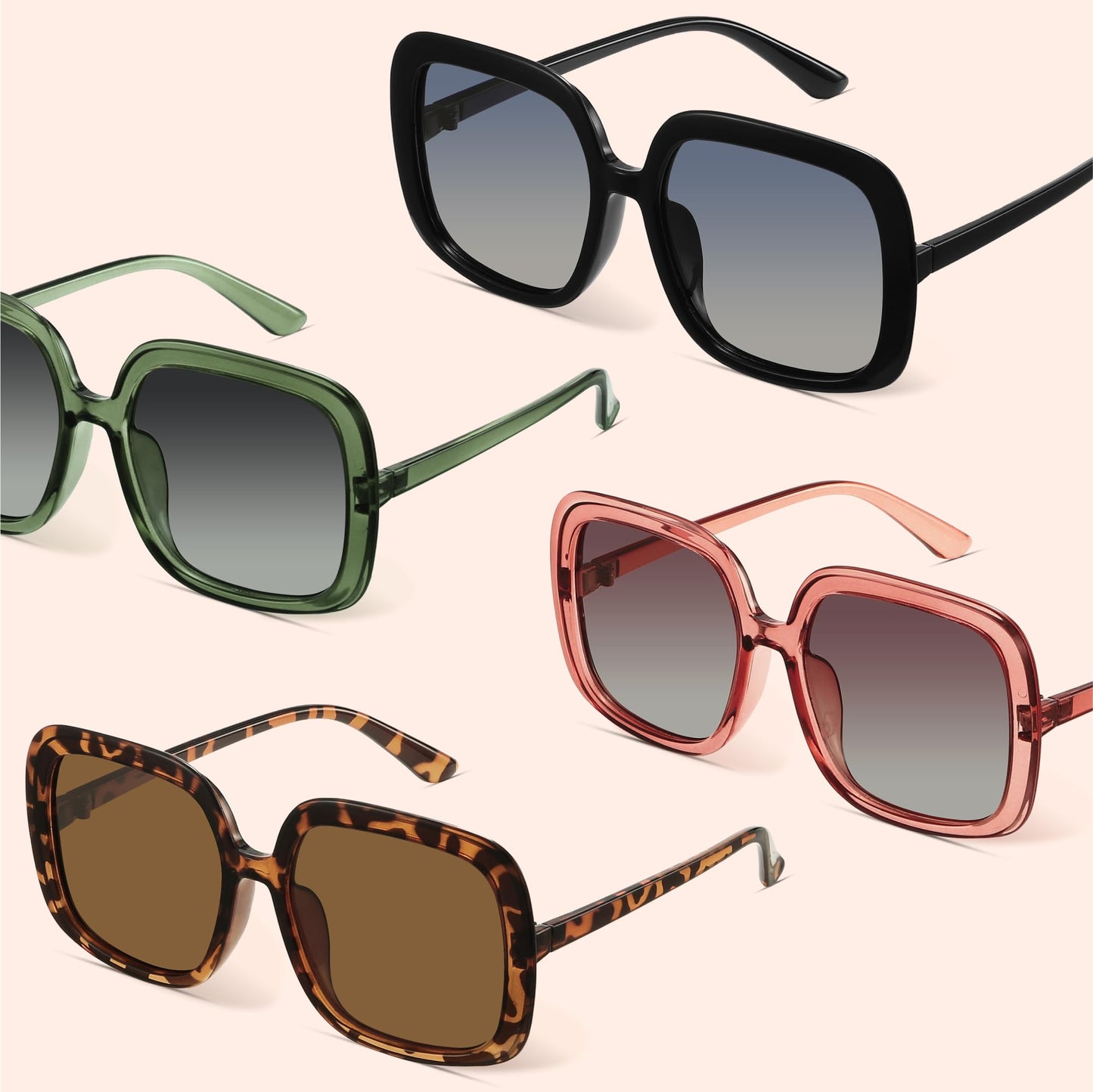 Oversized Polarized Sunglasses Women, Trendy Retro Sun Glasses