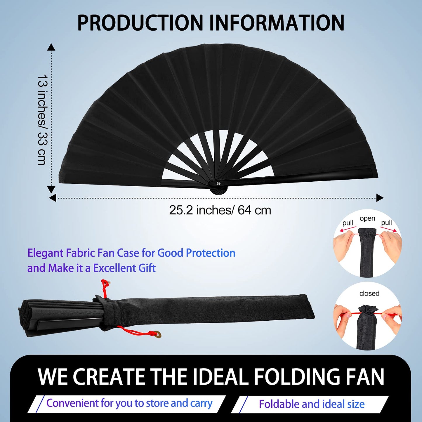 Blulu 4 Pcs Large Folding Fans for Line Dancing Big Silk Hand Clapping Popping Fans Bulk for Dancing Boots on The Ground Festival Party Decoration(Classic Style,Blue, Rose Red, Green, Red,13 Inch)