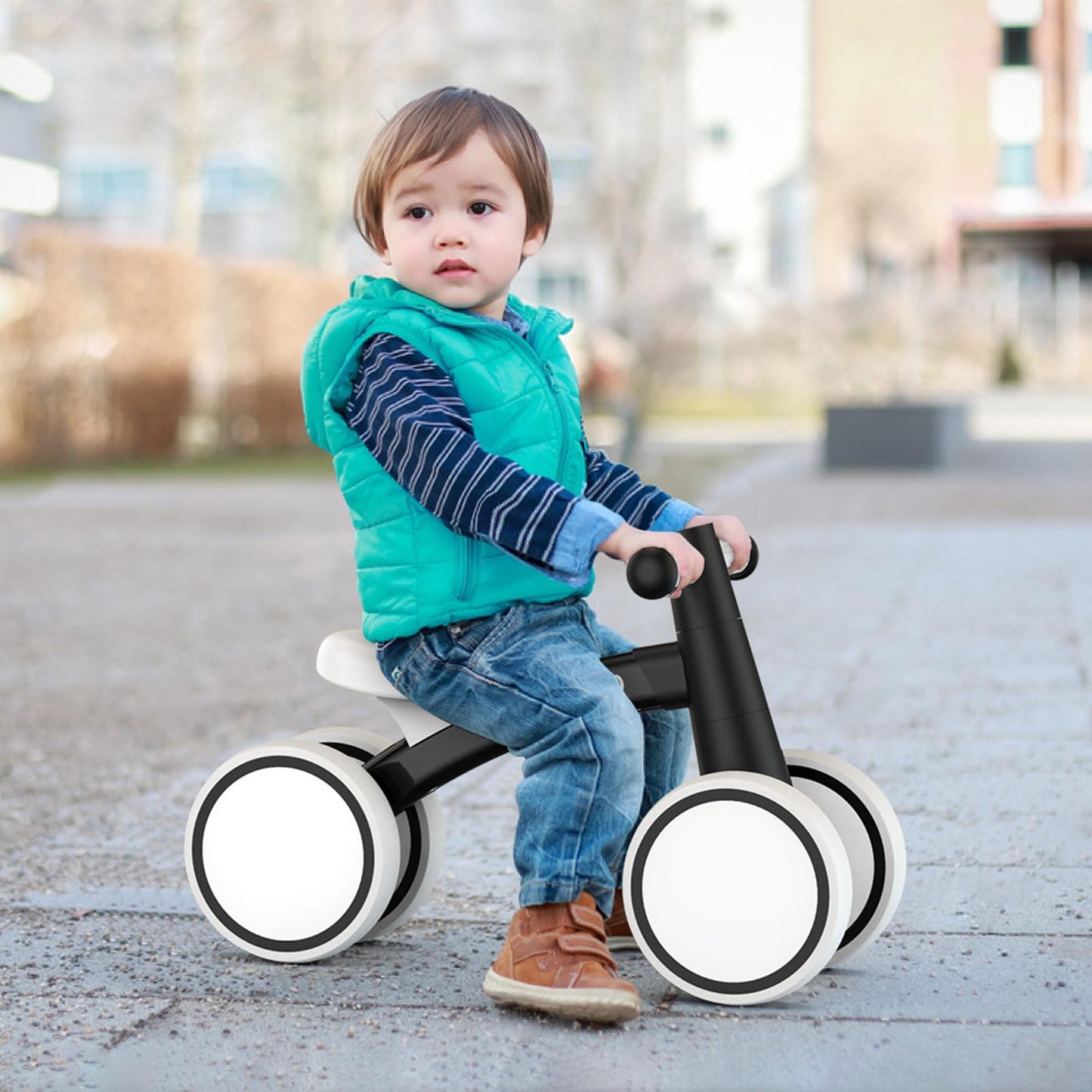 Baby Balance Bike for 1 Year Old Boys Girls 12-24 Month Toddler Balance Bike, 4 Wheels Toddler First Bike, First Birthday Gifts