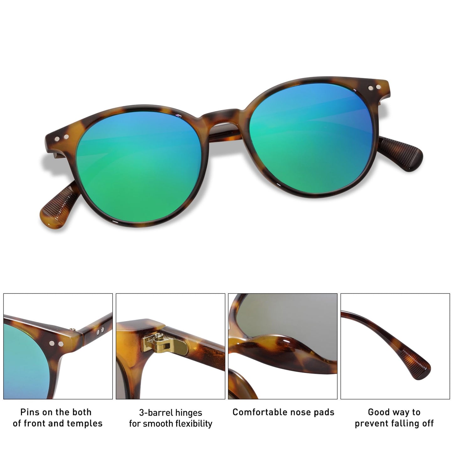 Small Round Classic Polarized Sunglasses for Women Men Vintage Style UV400 Lens SJ2113