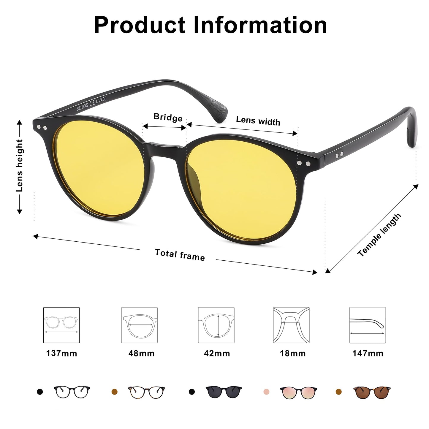 Small Round Classic Polarized Sunglasses for Women Men Vintage Style UV400 Lens SJ2113