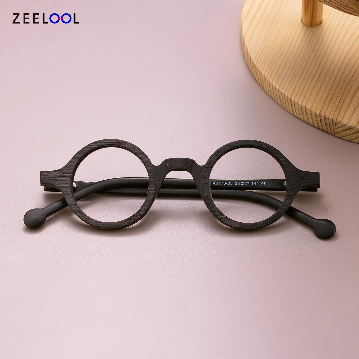 Vintage Small Round Blue Light Blocking Glasses for Men Women Wood Grain Acetate Eyewear