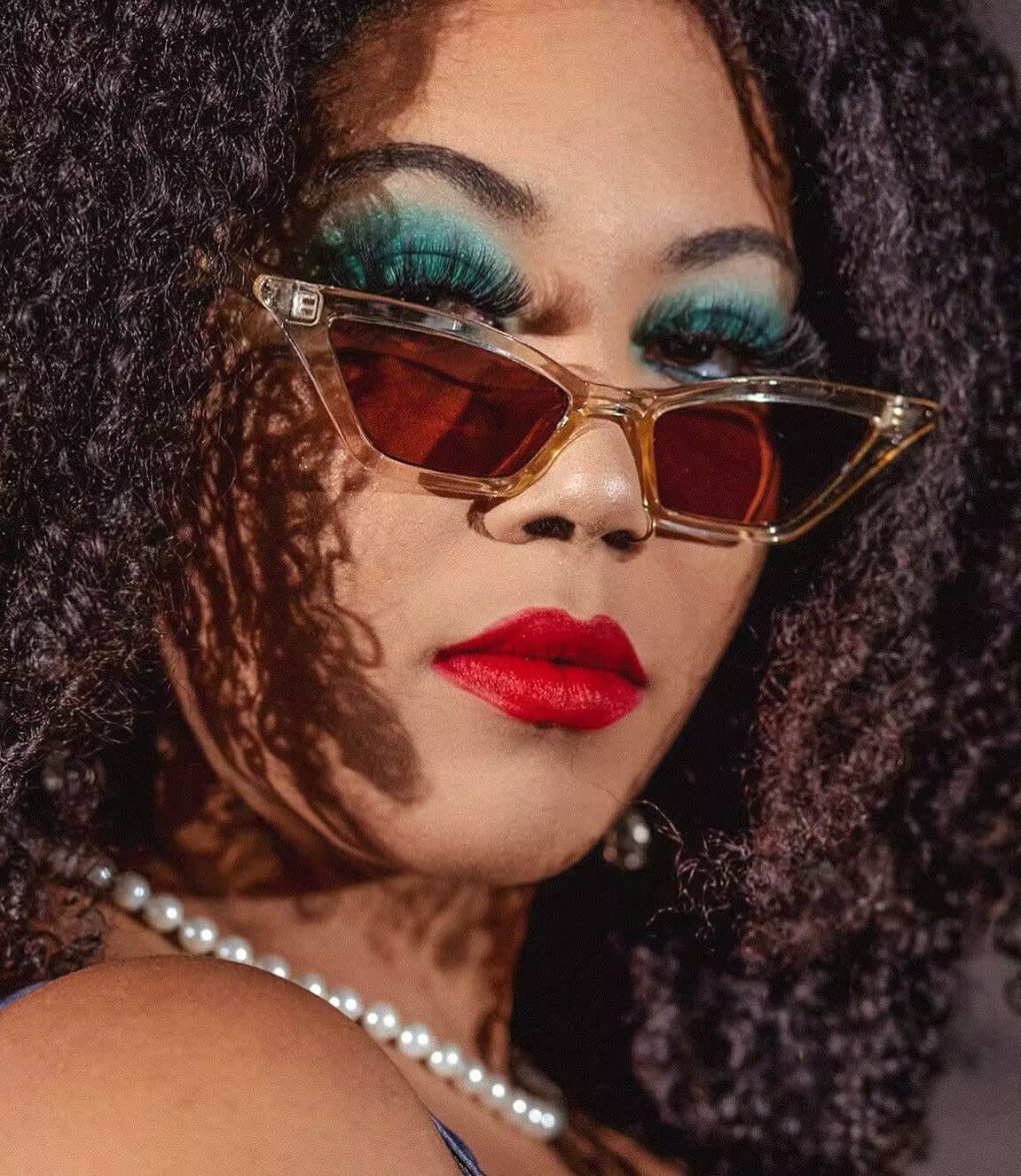 Small Cat Eye Sunglasses Vintage Square Shade Women Eyewear B2291